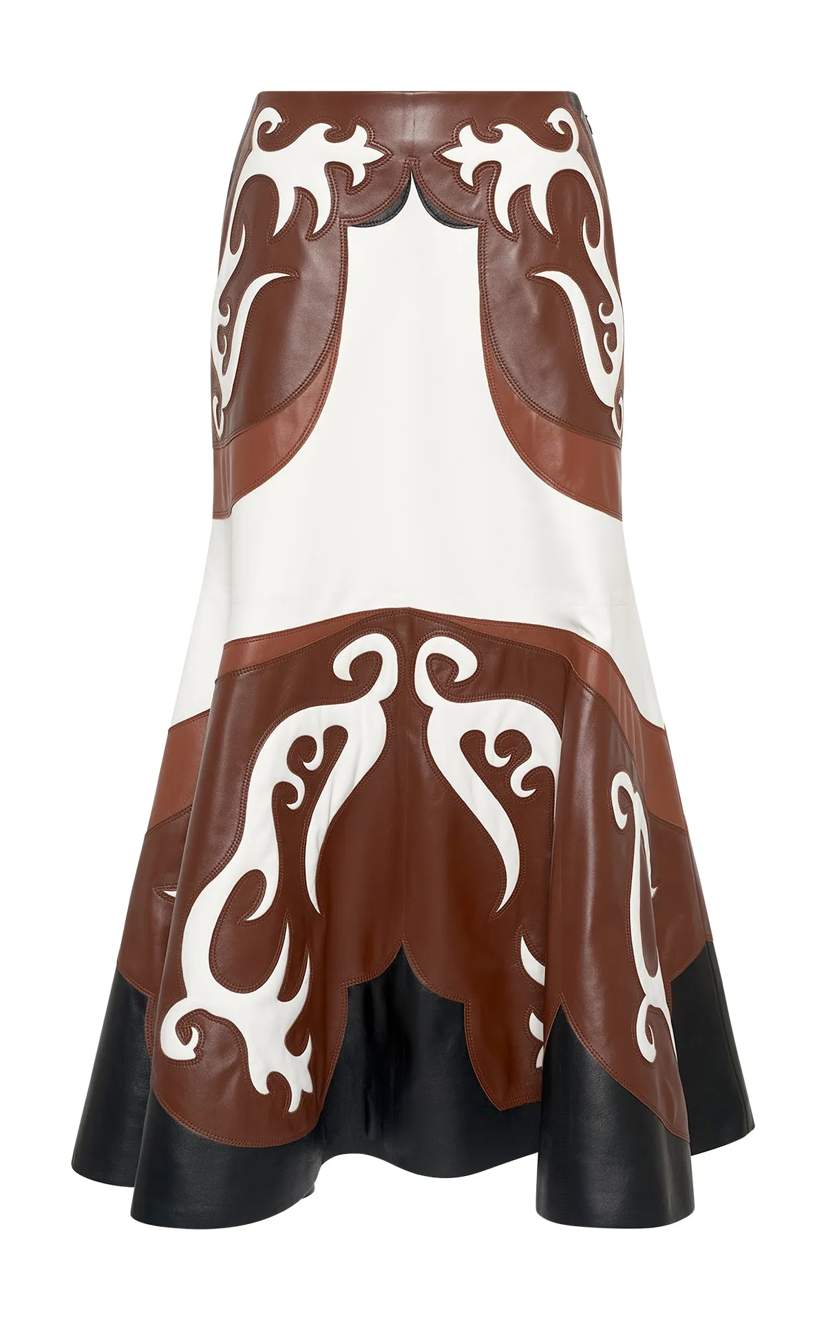 Morton Western Midi Skirt in Multi Nappa Leather Easy Motion Senior Style