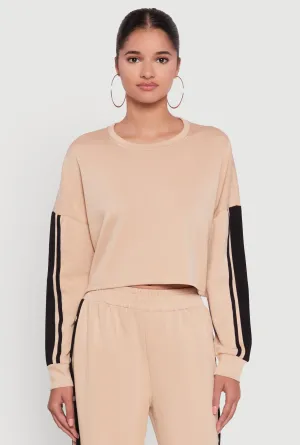 Contrast Trim Drop Shoulder Crop Top Casual Choice Casual Essentials