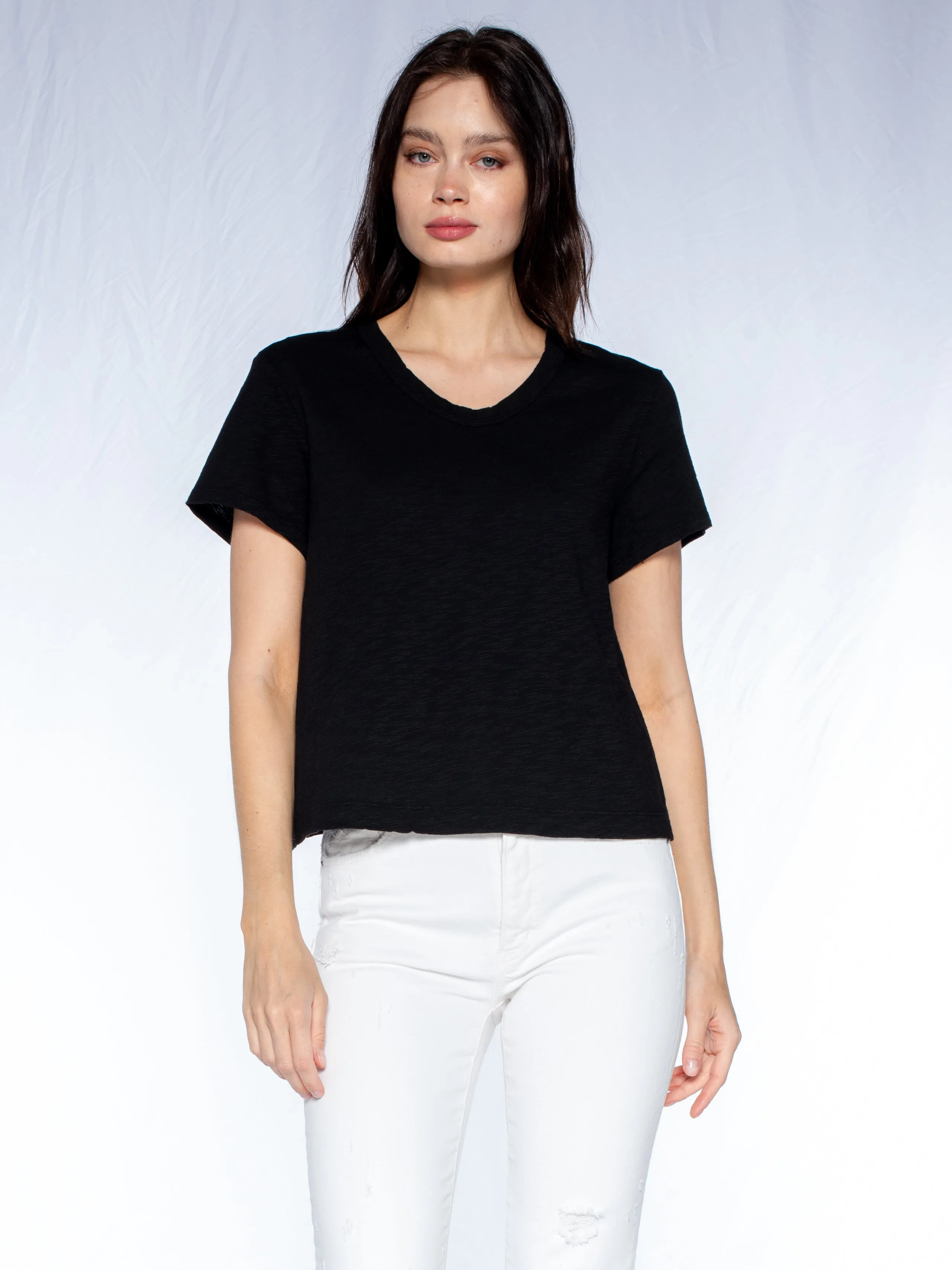 Teacher Chic Crop Boxy Short Sleeve Crew New Fit Top