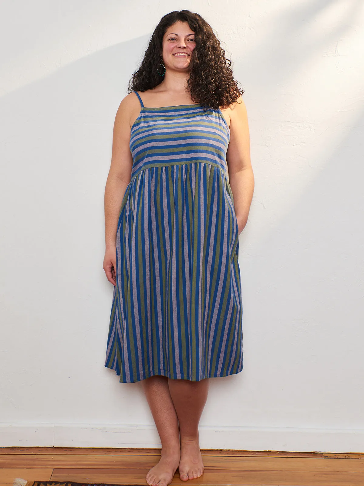 Thermal Insulation Layer Ivy Midi Dress - Lavender Stripe