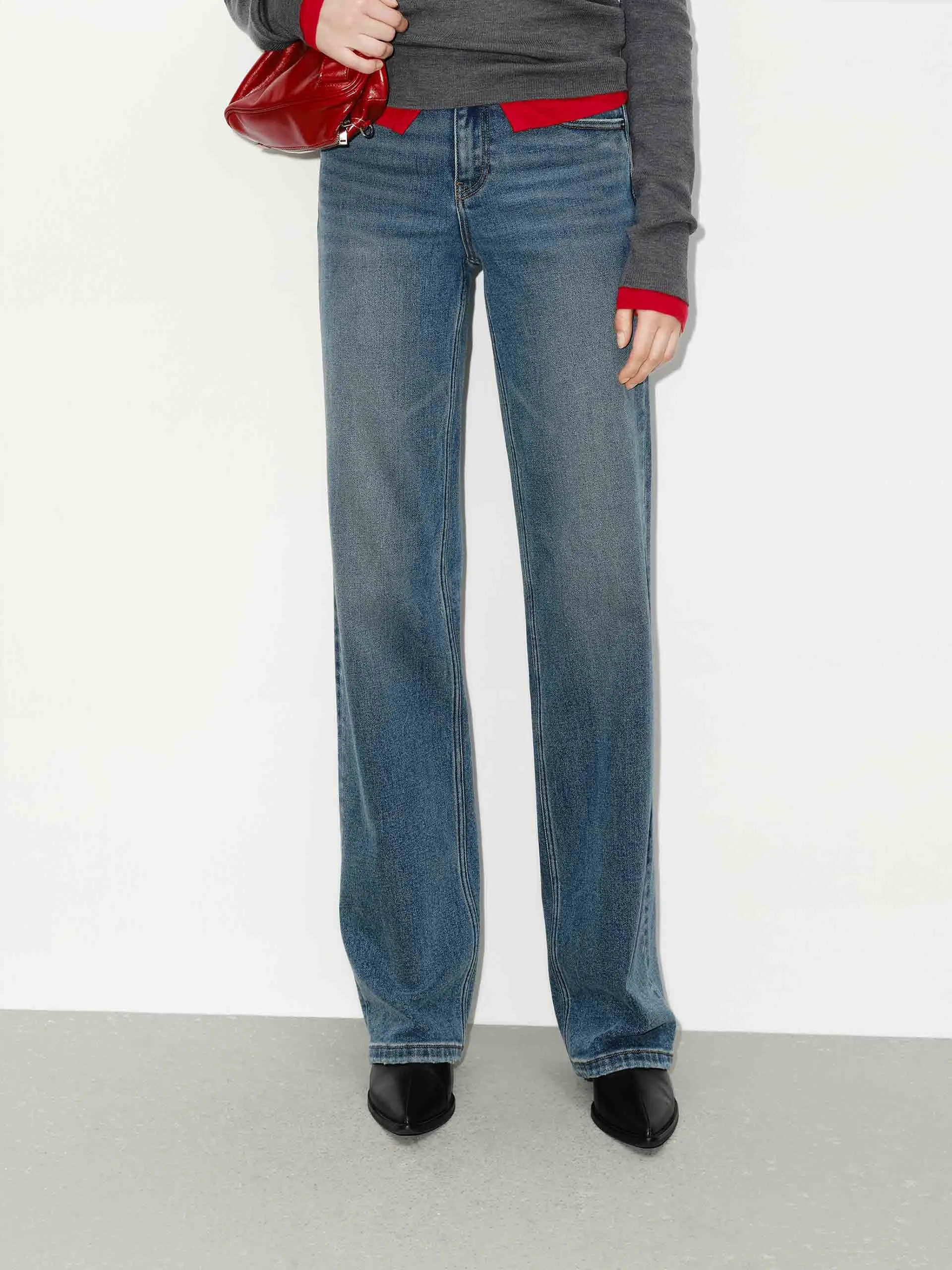 Blue Washed Straight Jeans Movement Friendly
