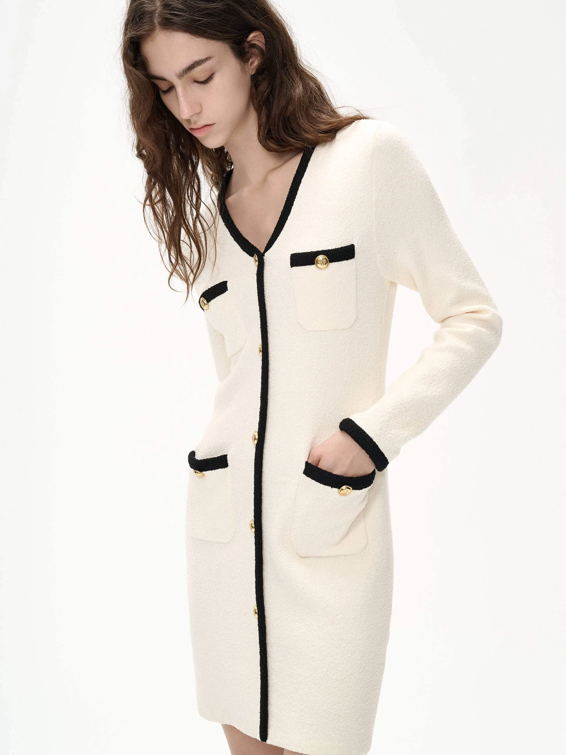 Curvy Love Fashionable Wear Contrast Details Knit Dress
