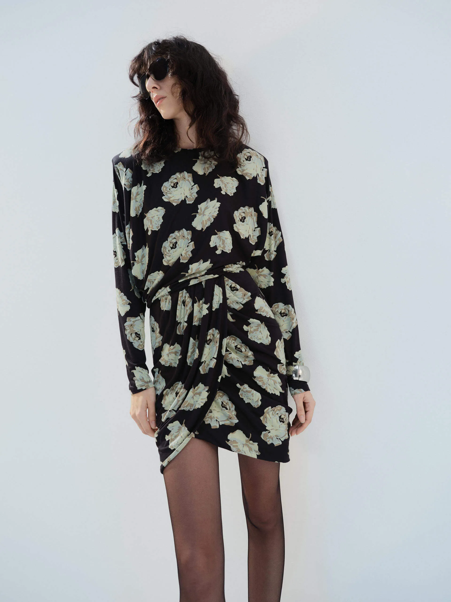 Floral Printed Mini Dress Club Warm