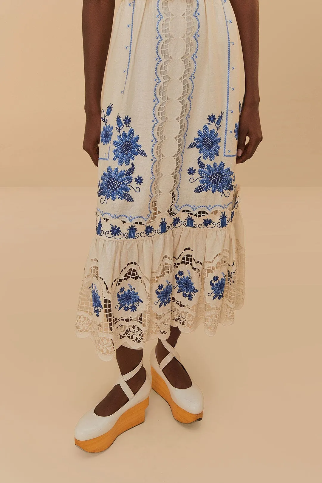 Comfortable Wardrobe Diamond Glow Off-White Richelieu Sunflower LENZING? ECOVERO? Euroflax? Midi Dress
