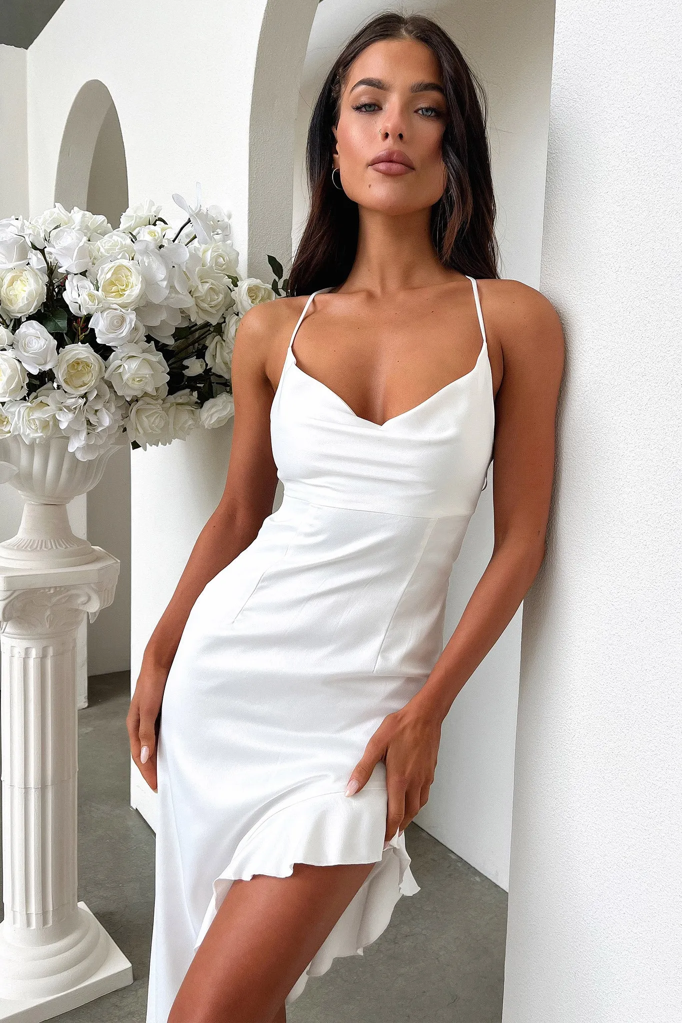 Romantic casual midi Comfortable Wardrobe Viola Midi Dress - White