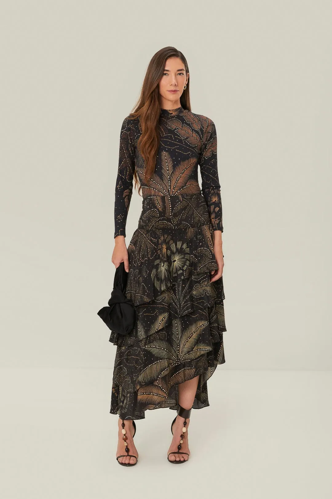 Black Golden Foliage Bodysuit Event Classic