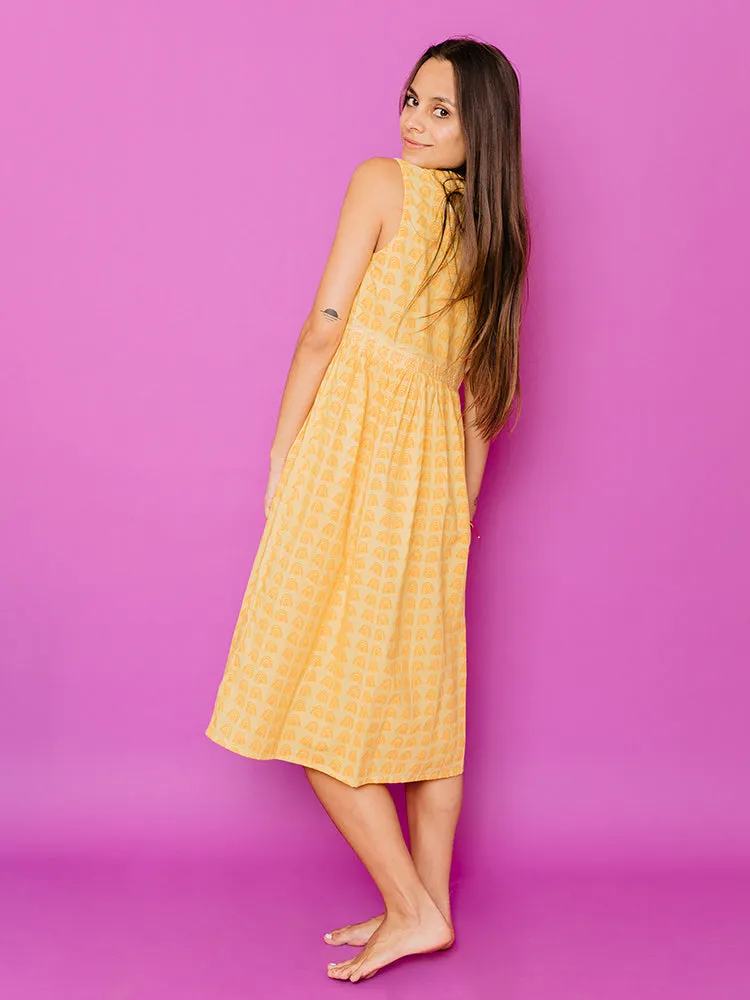 Soft Motion Melody Midi Dress - Sunny Stripes Yellow