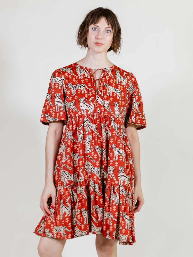 Open Heart Adelaide Tiered Mini Dress - Poppy Leopard