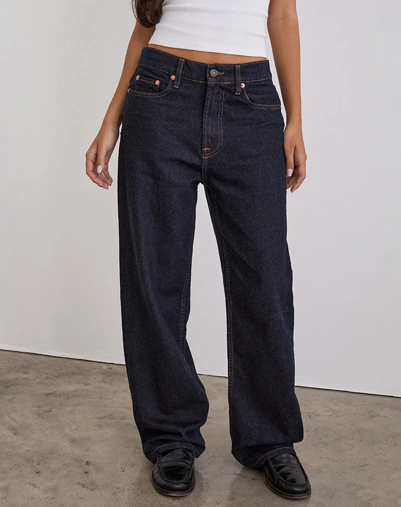 Calm Wave Low Slung Slim Parallel Jeans in Indigo
