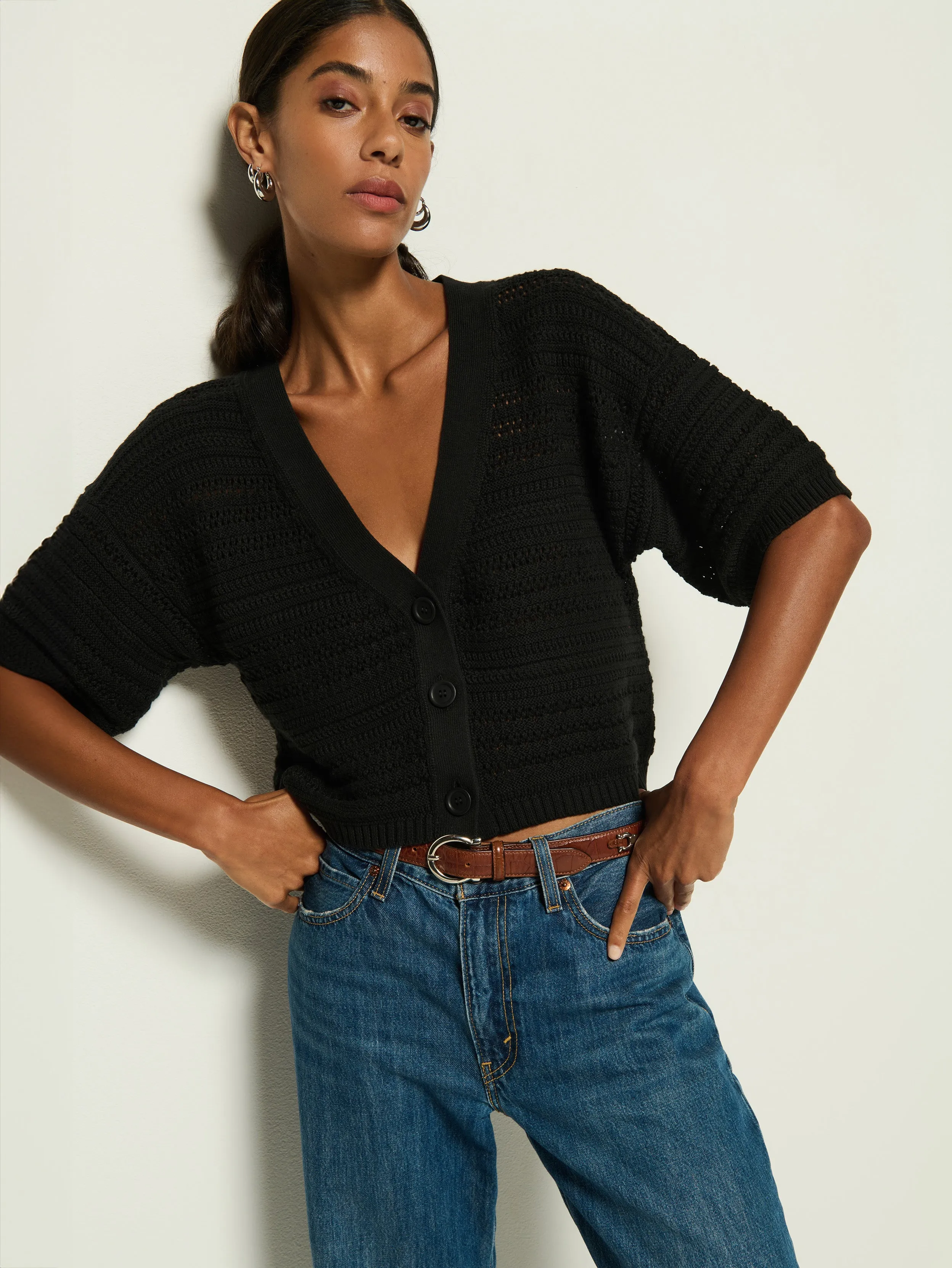 HiddenZipperClosure Tabby Crochet Cardi