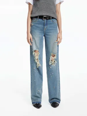 Outfit Essential Comfy Home Comfort Weekend Getaway Crystal Detail Straight Jeans