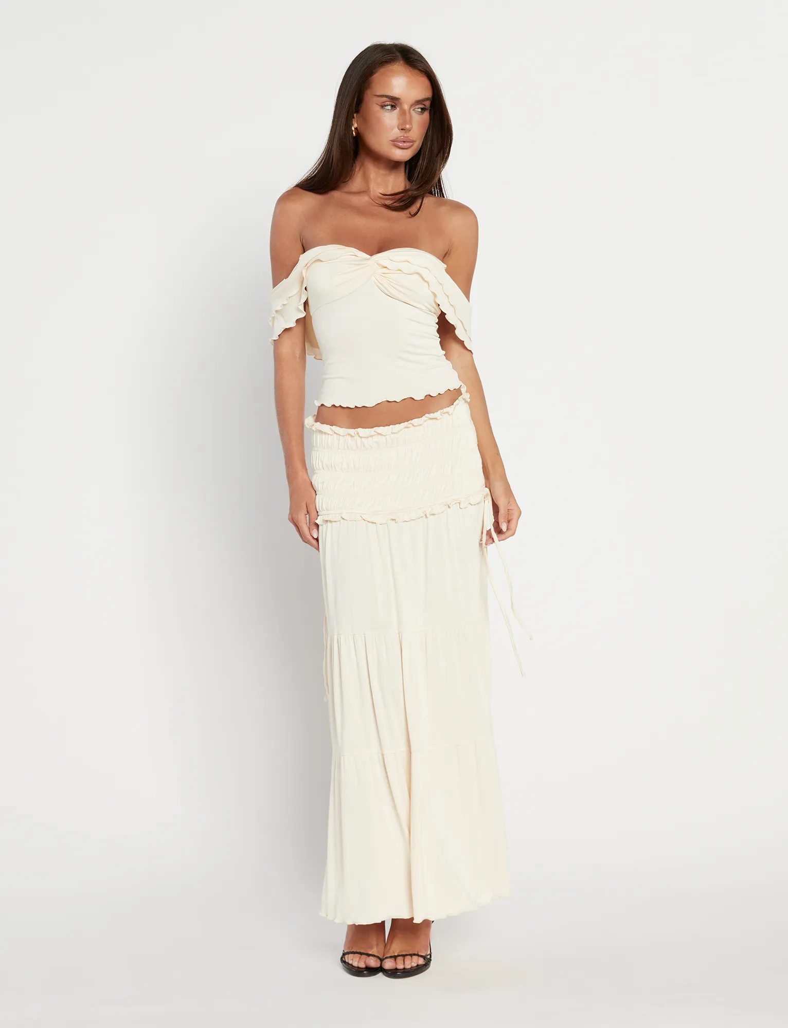 DENALI MAXI SKIRT - NEUTRAL : BONE Stretch Waist