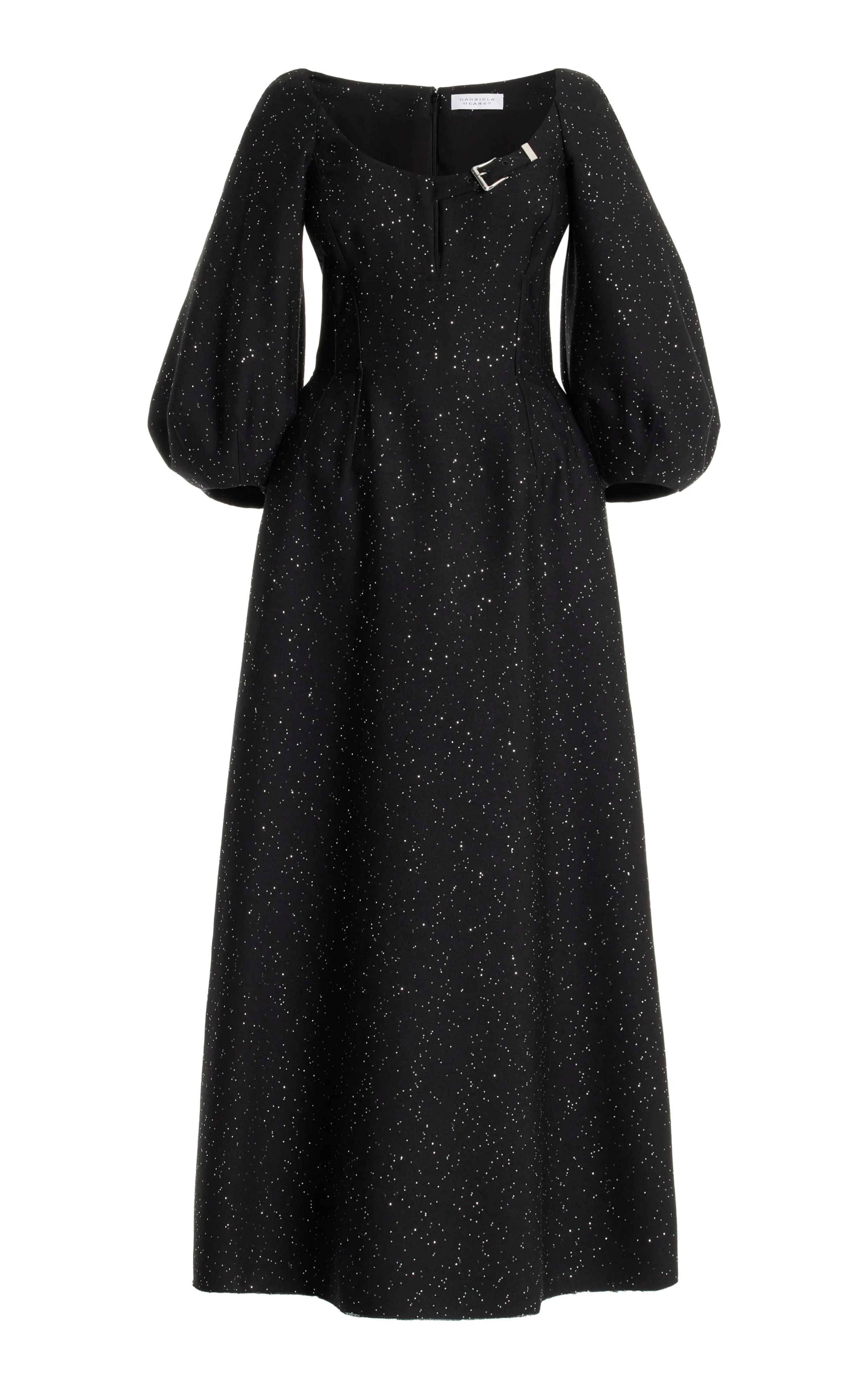 Madyn Sequin Maxi Dress in Black Virgin Wool Gentle Power