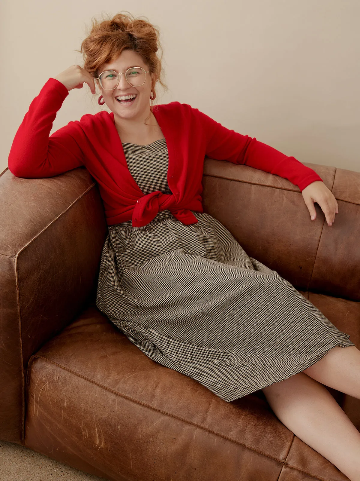 Scandi Clean ZeroWasteProduction Rupi Midi Dress - Houndstooth