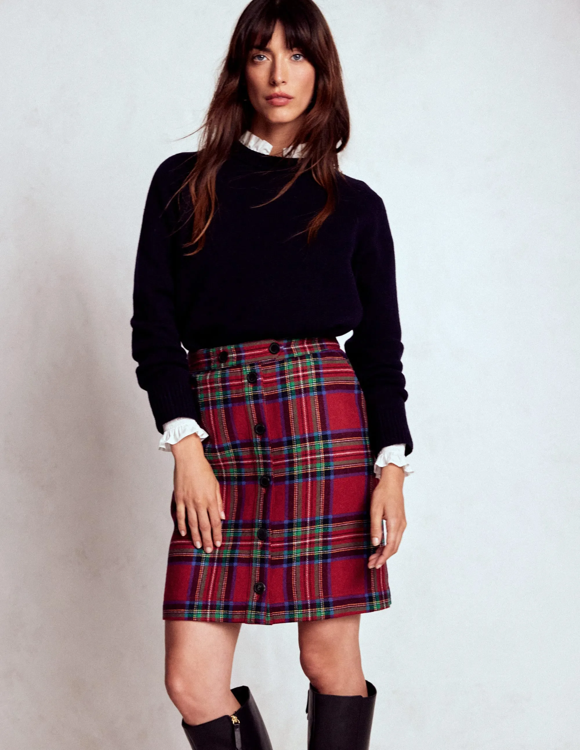 Beach Day Resale Value Cecelia Wool Skirt-Red, Blue and Green Check