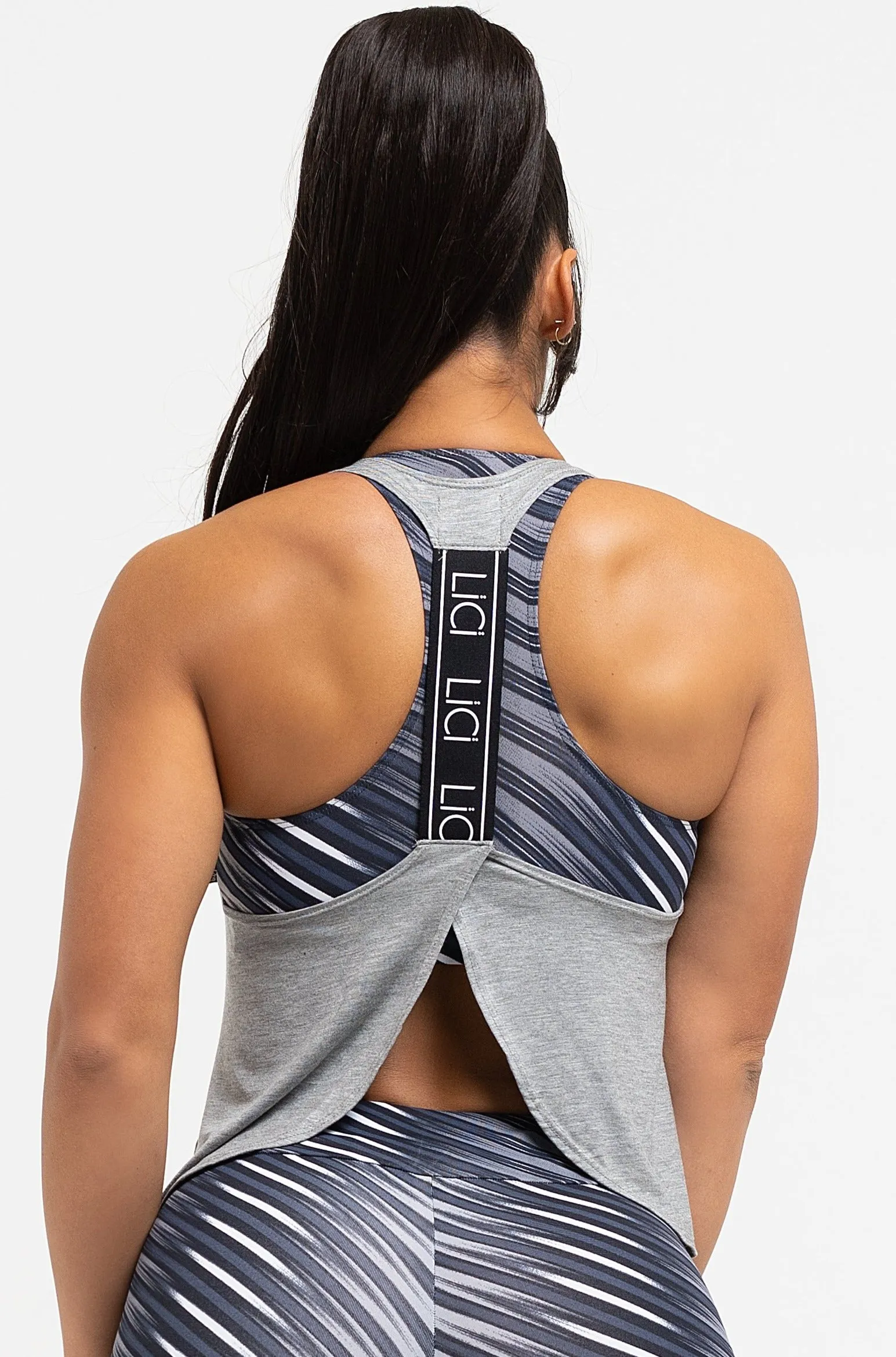 Skin Hug Grey Petal Back Tank Top