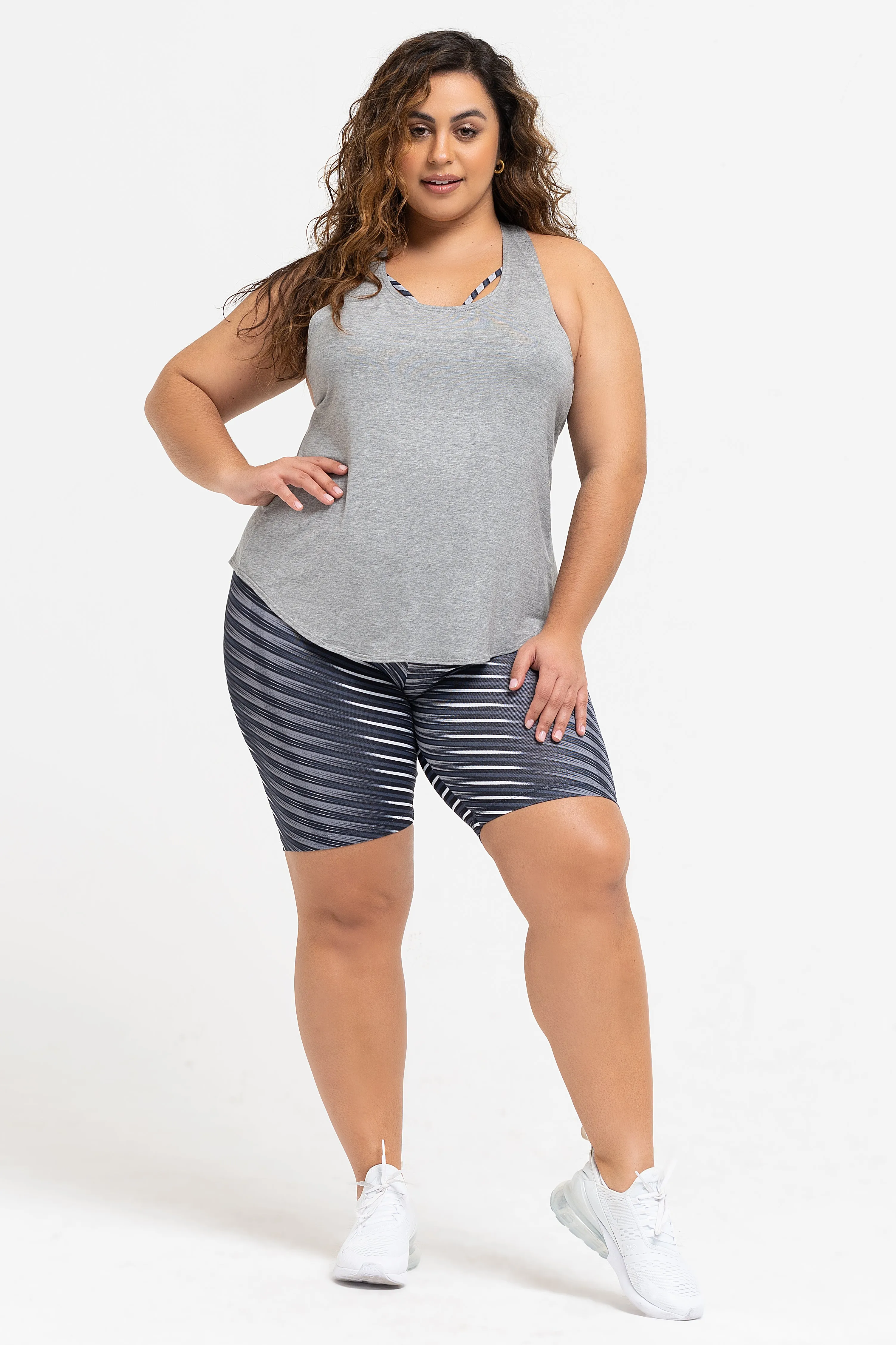NoSlipWaistband Grey Petal Back Tank Top