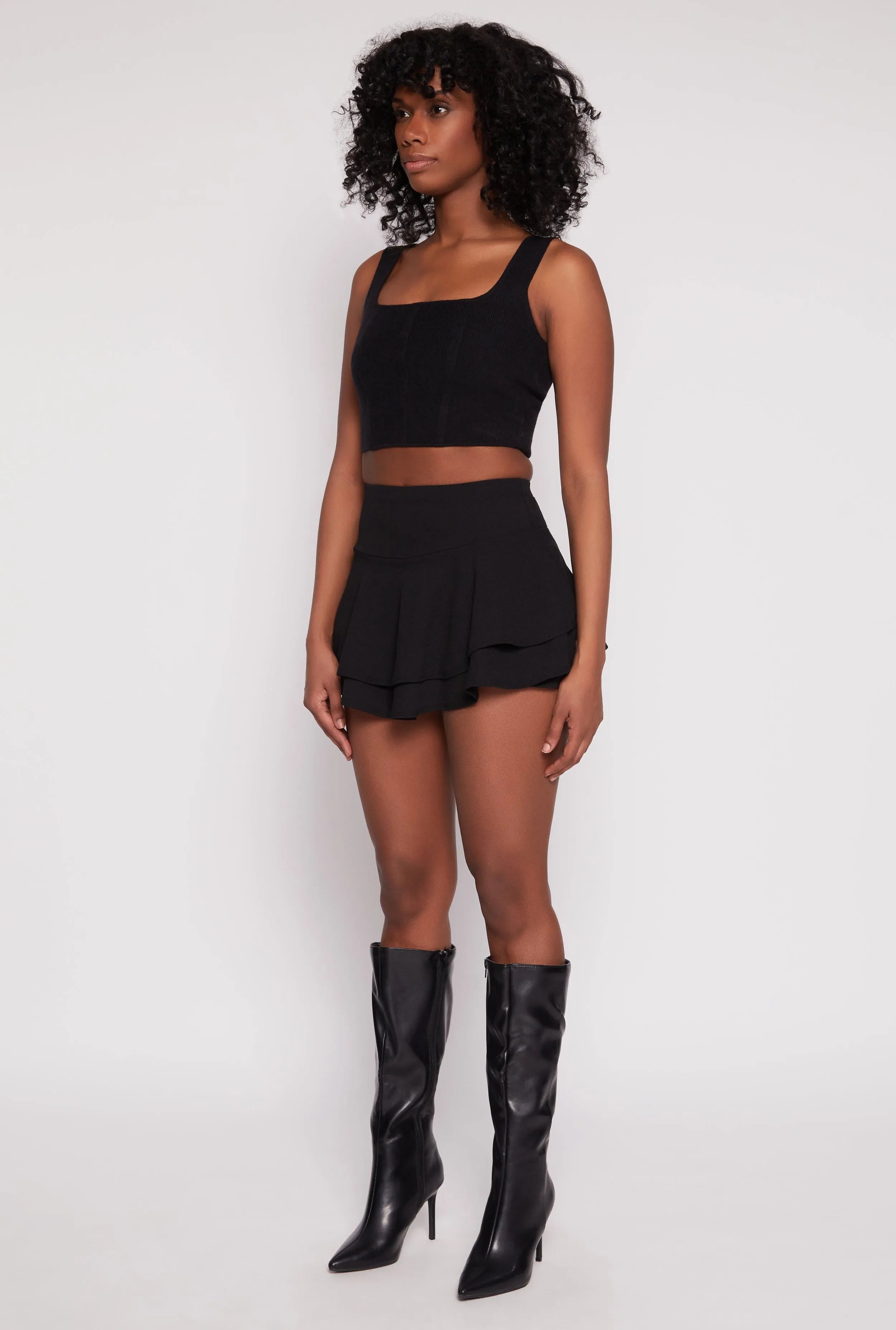 Classic Comfort High Waisted Tiered Skort