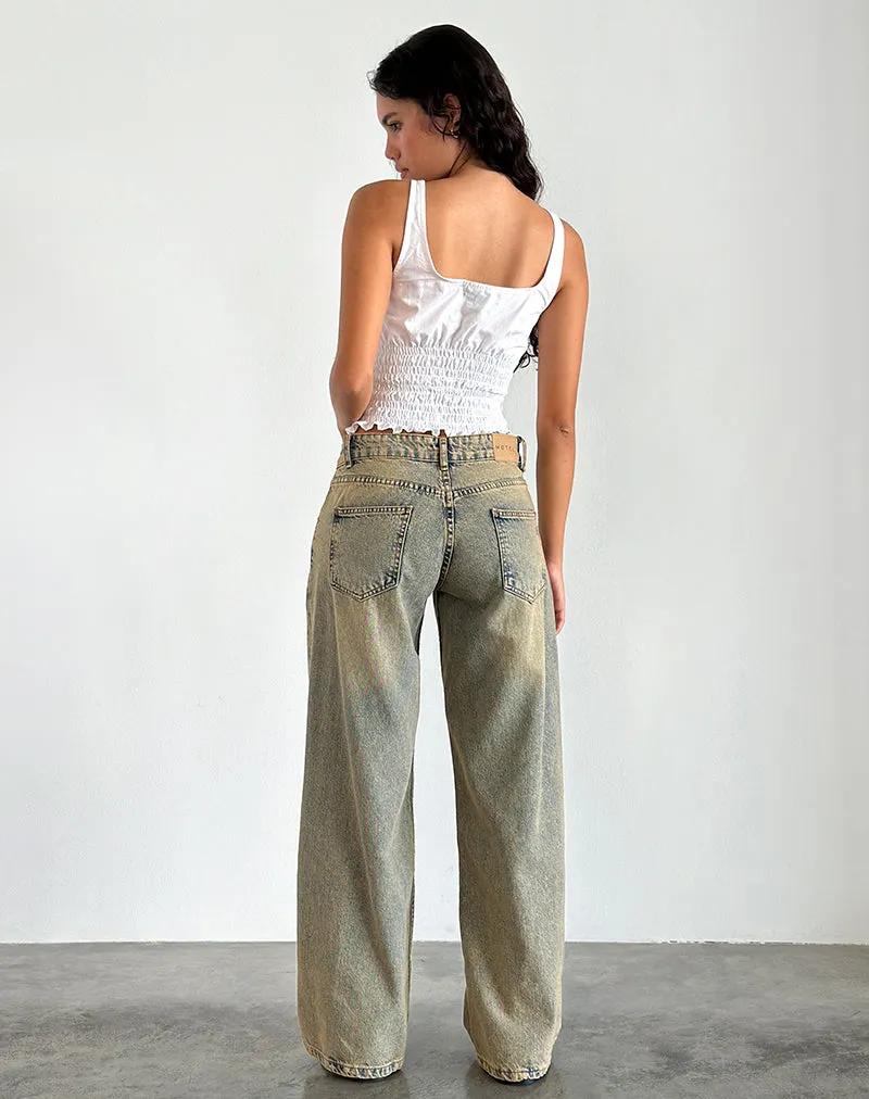 Roomy Extra Wide Leg Low Rise Jeans in Sandy Blue Acid NonRestrictiveSilhouette Game Core