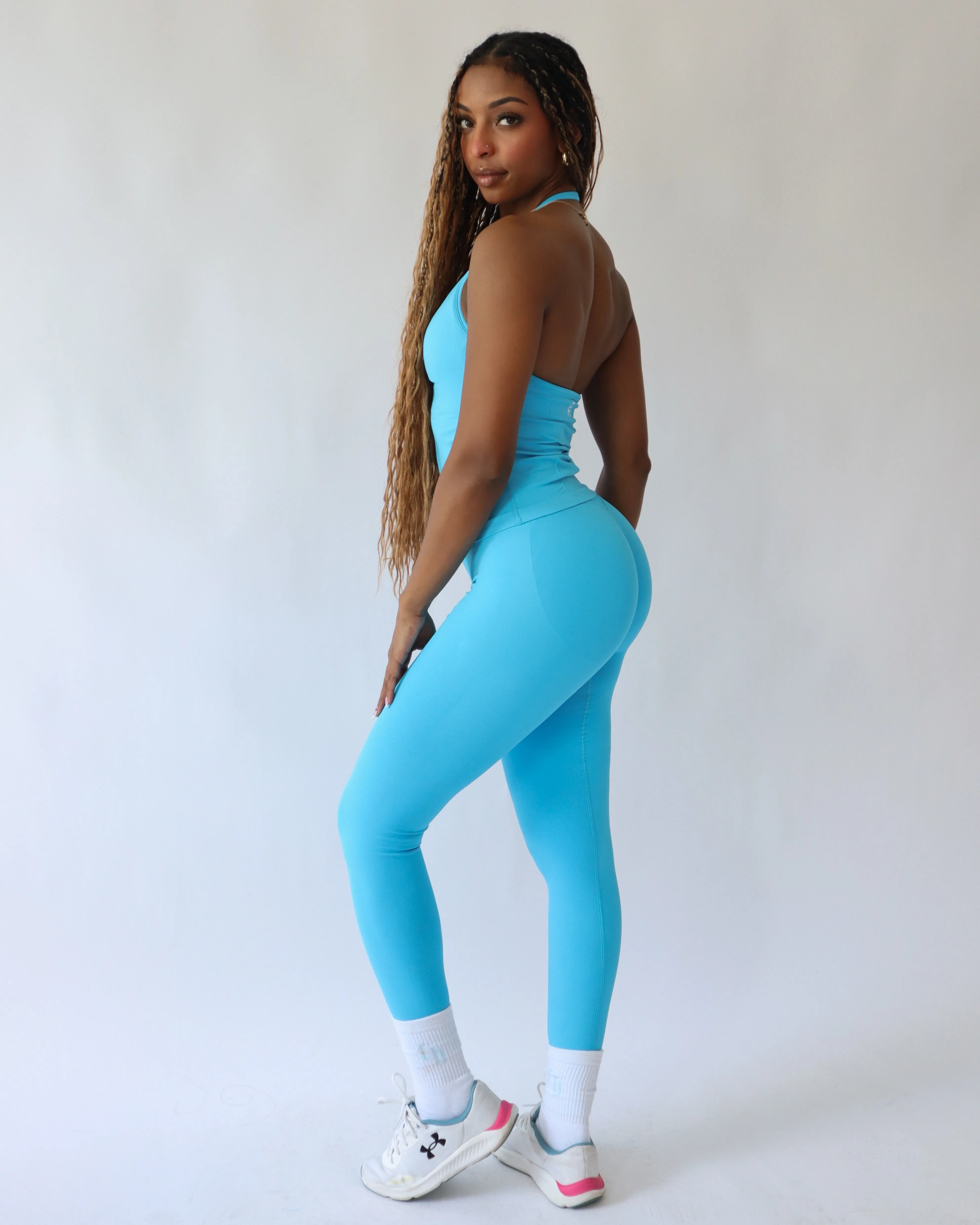 Ascend Leggings 27" - Aqua simple design Mesh Panel Casual Wearer