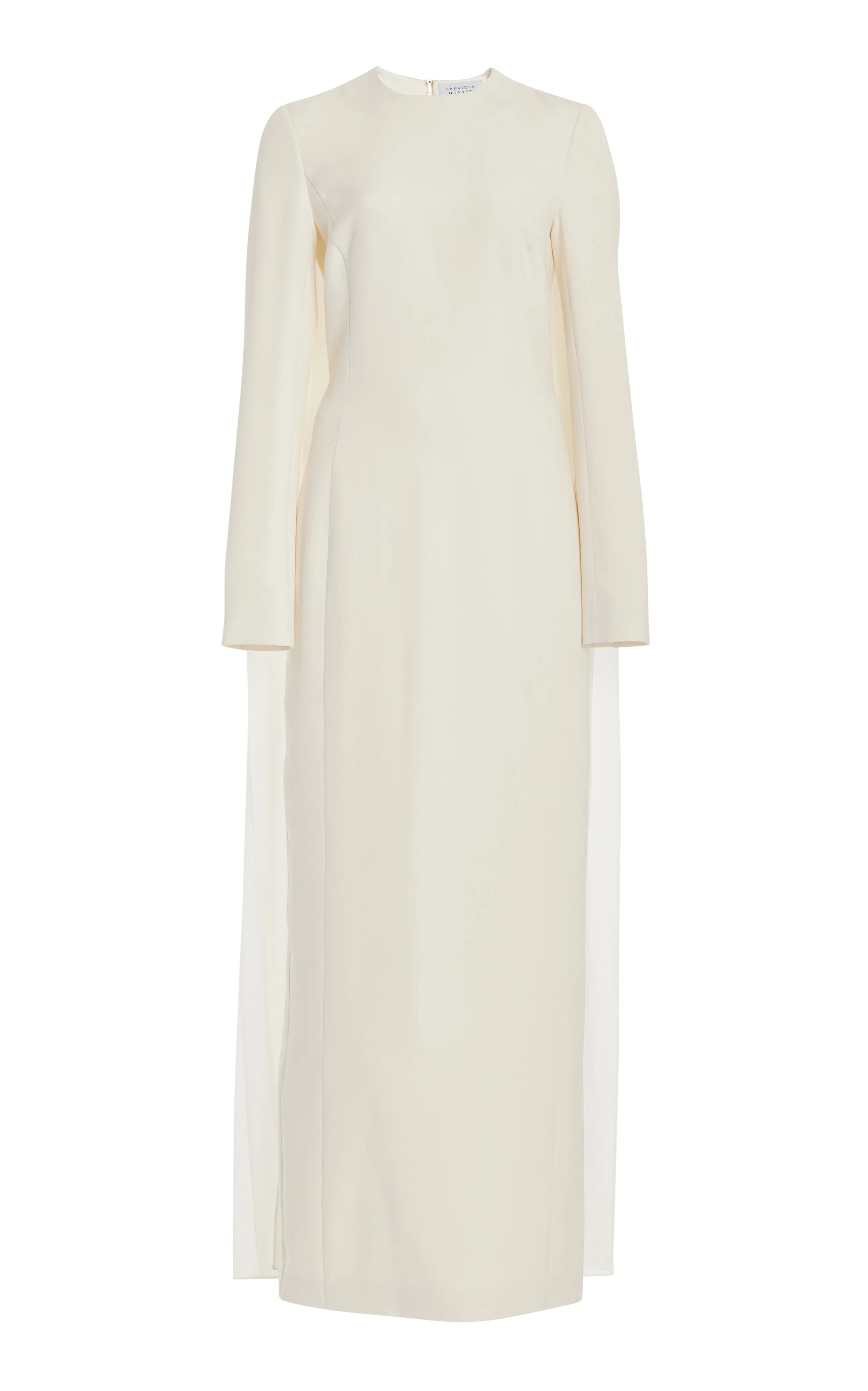 Carlota Draped Maxi Gown in Ivory Silk Wool Cady PrecisionTailoring