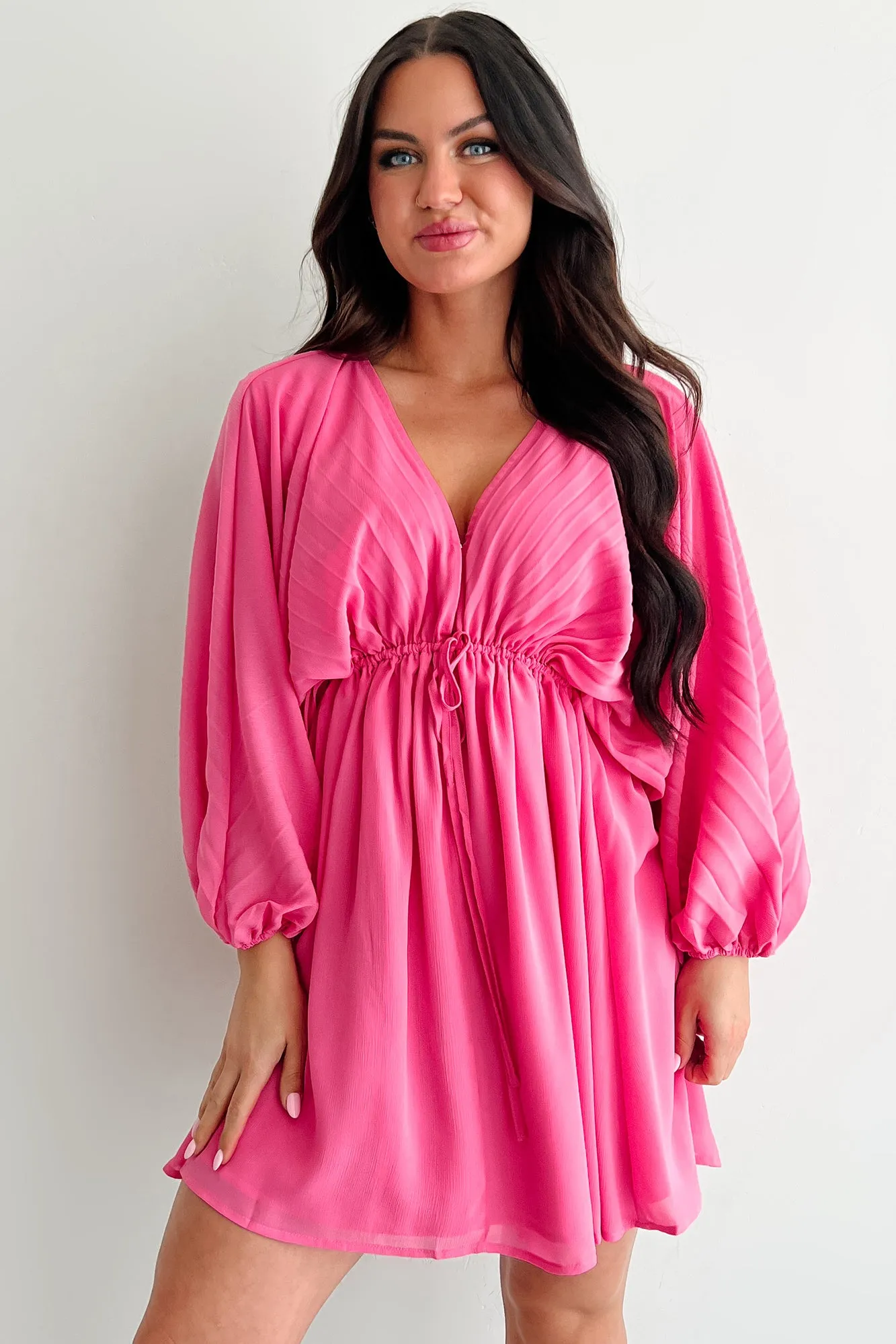 Fearless Charm Long Sleeve Mini Dress (Bubblegum) Weekend Vibe Scene Pop