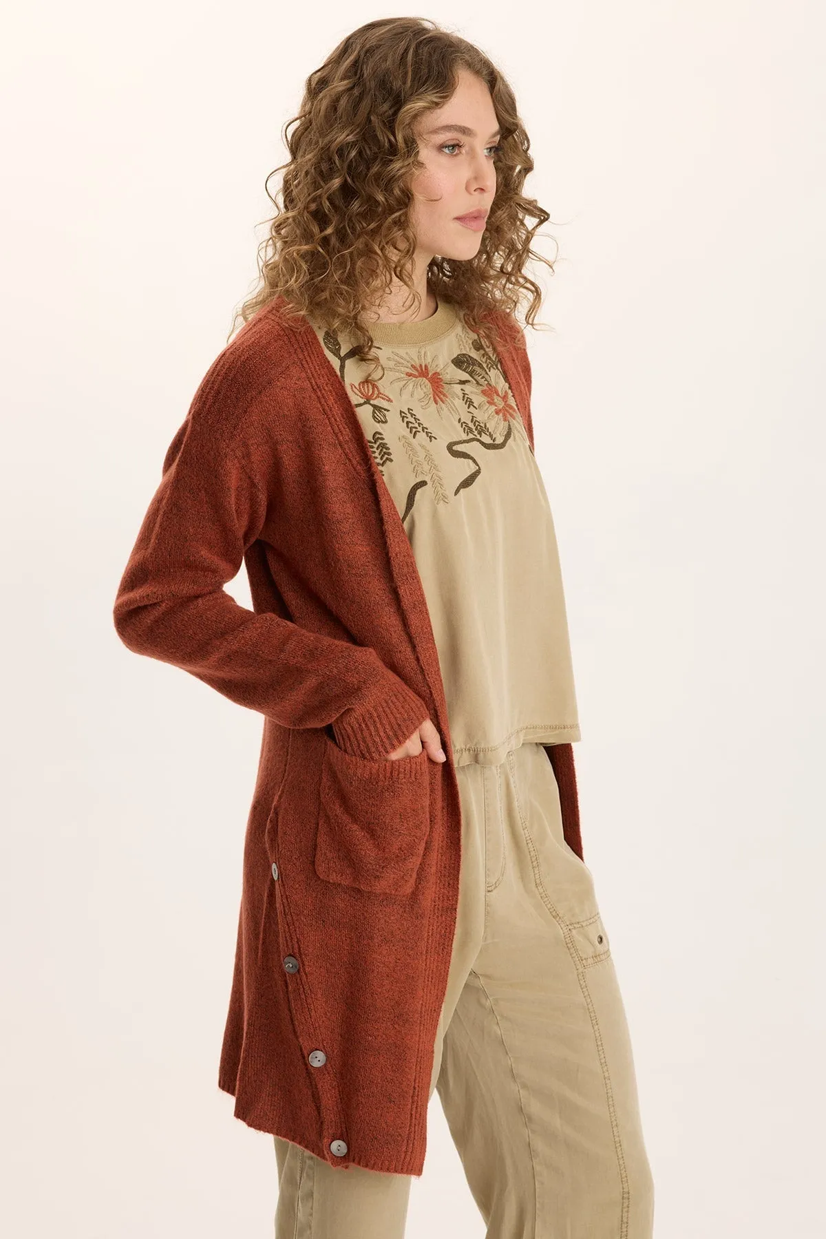 Bayek Longline Open-Front Knit Cardigan Crown Fit