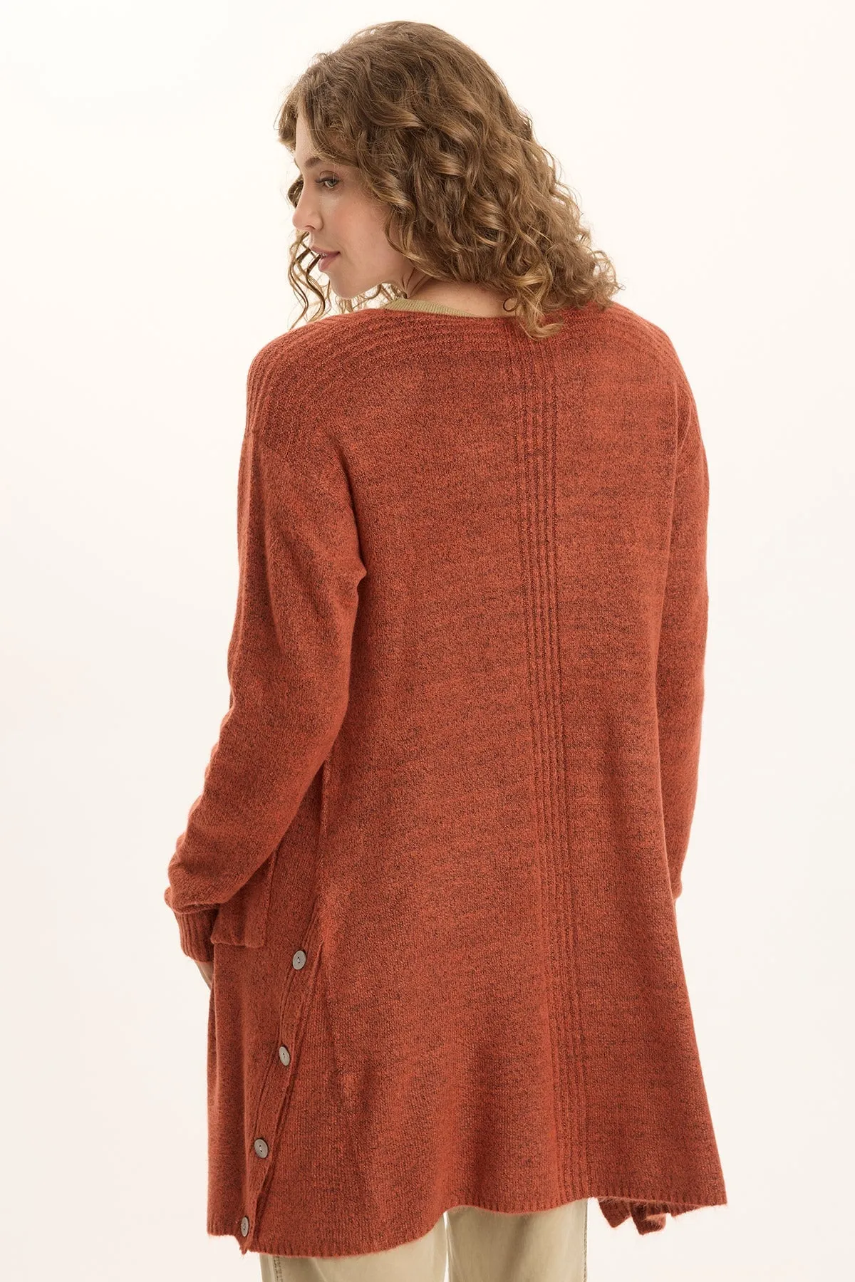 Bayek Longline Open-Front Knit Cardigan Planet Care 4Way Stretch