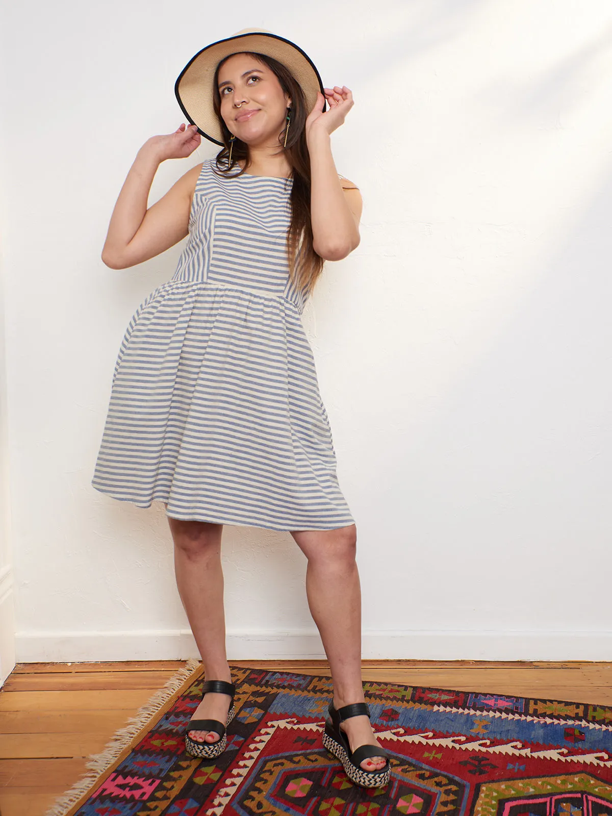 Ship Glow Nadiya Dress - Pinstripe Blue