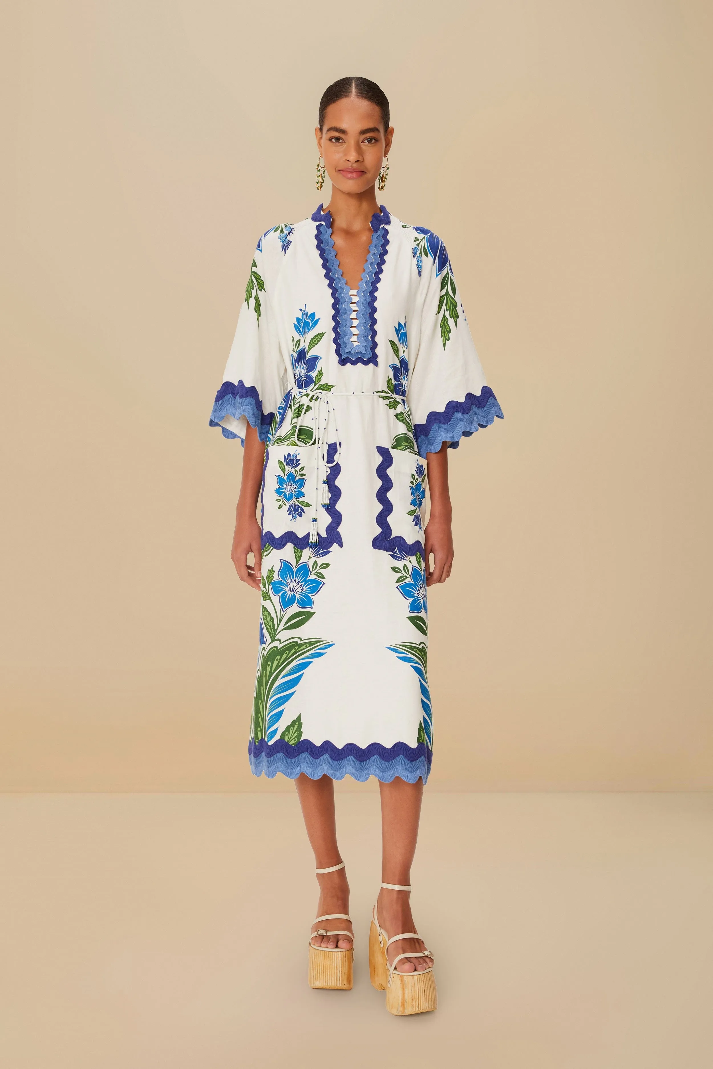 Off-White Tropicance Tunic LENZING? ECOVERO? Euroflax? Midi Dress Deep Shade