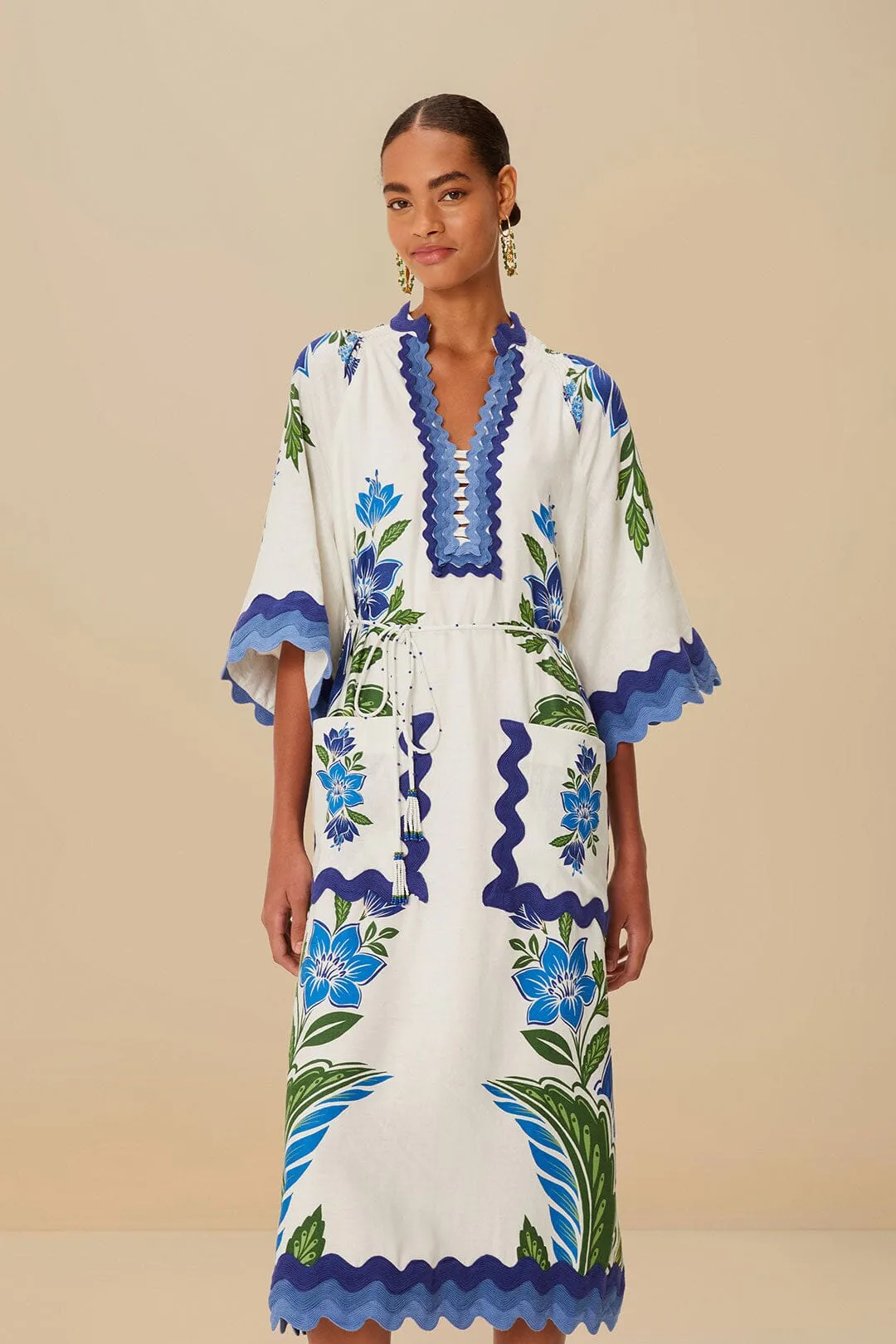 Off-White Tropicance Tunic LENZING? ECOVERO? Euroflax? Midi Dress Comfortable Design