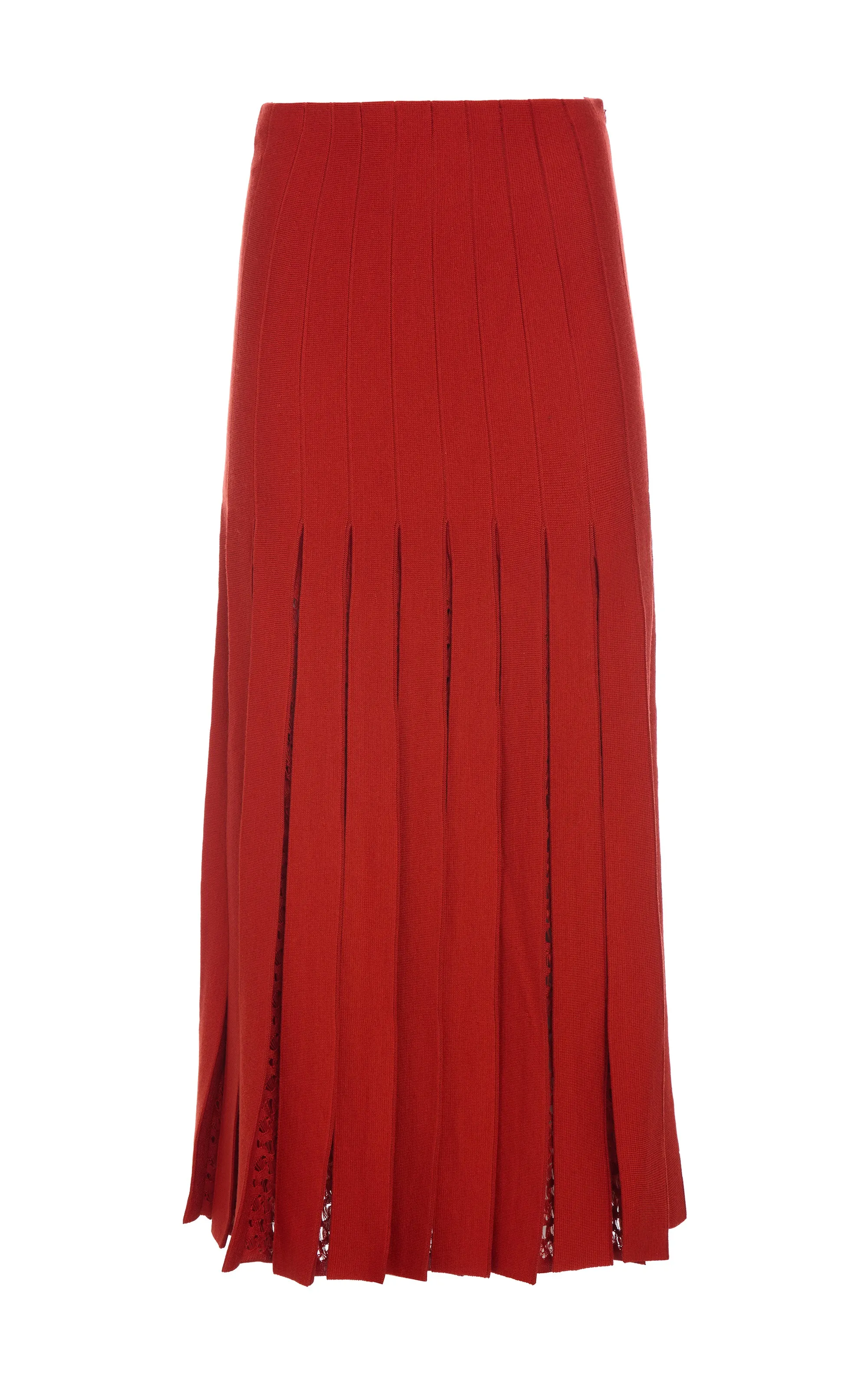 Subtle Details Debutante Knit Pleated Maxi Skirt in Antelope Orange Merino Wool