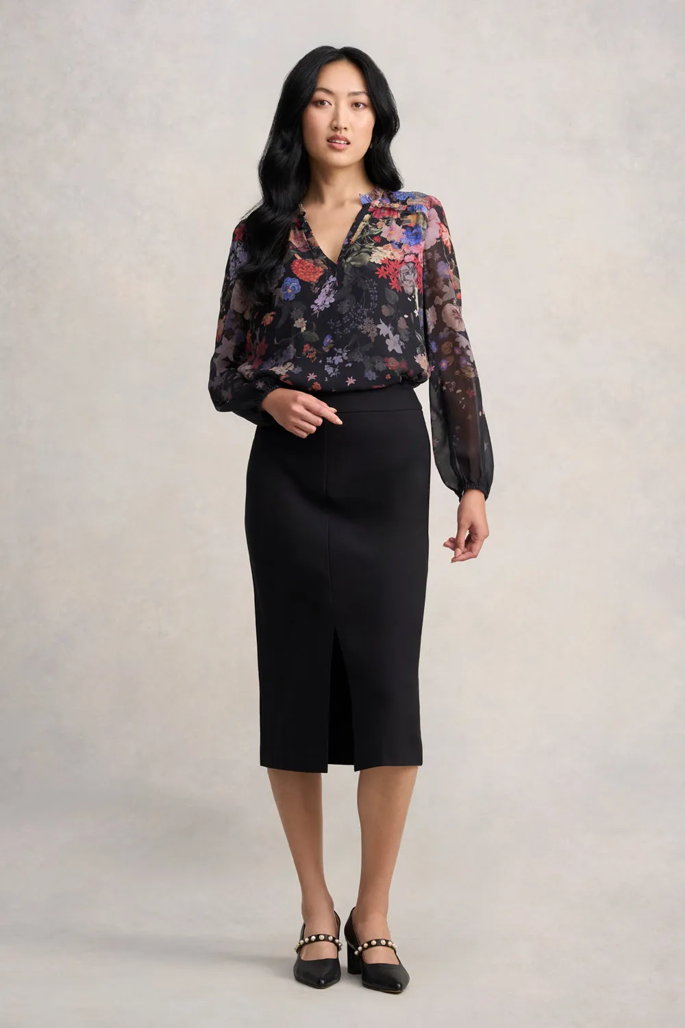 Ponte Midi Skirt - Black Neat Look Artisanal Craft