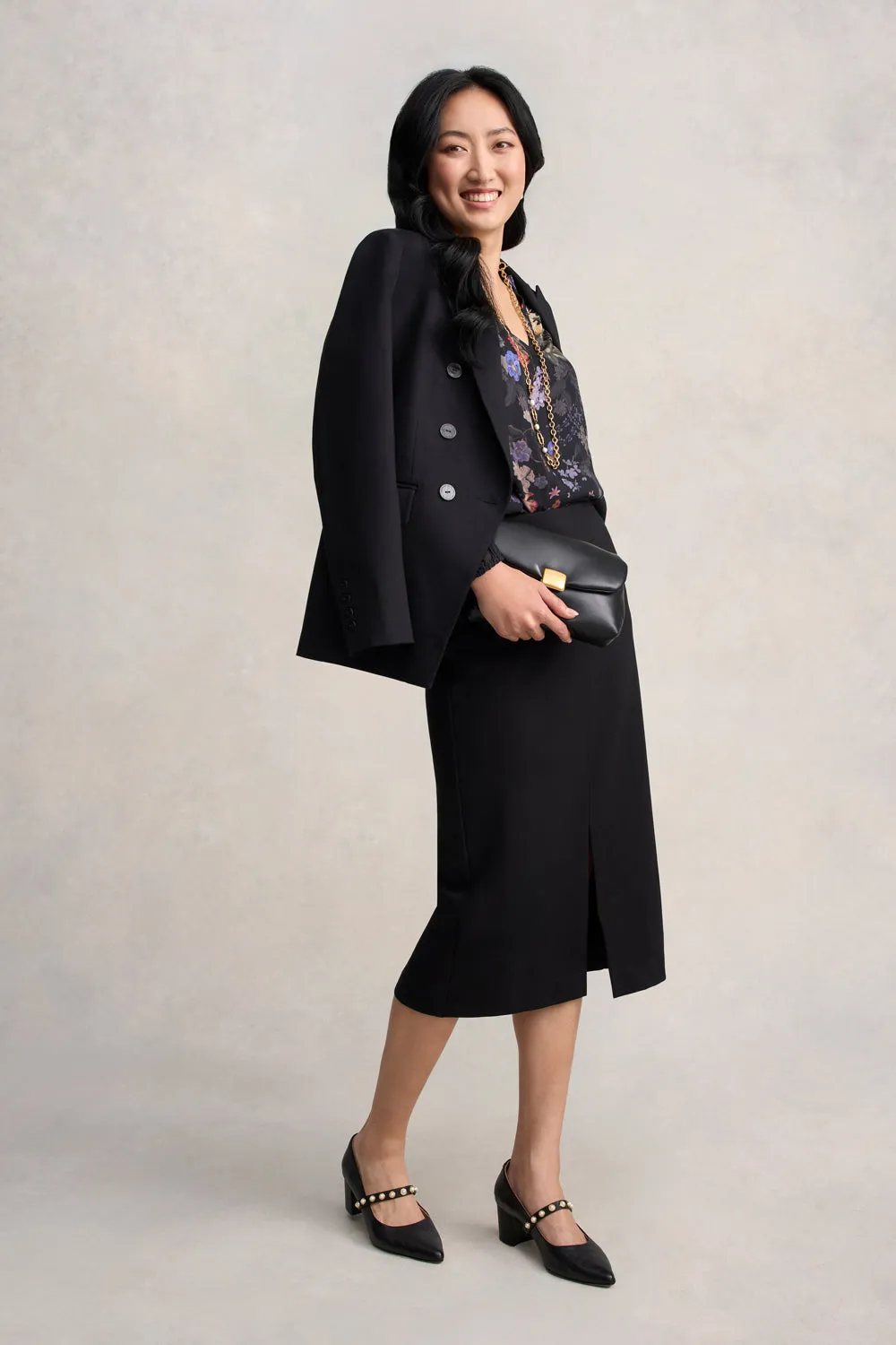 Easy Care Ponte Midi Skirt - Black