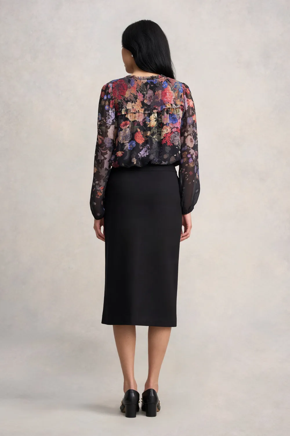 Ultra Comfort Ponte Midi Skirt - Black