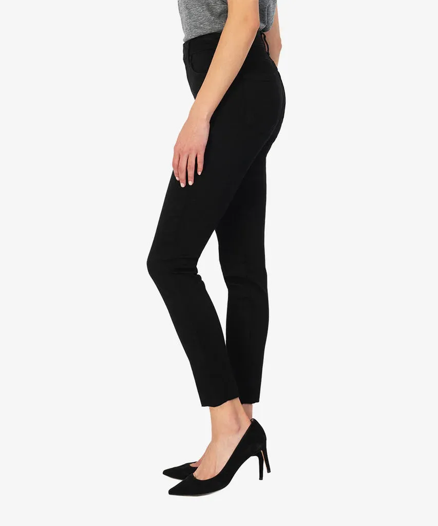 Love Glow ReinforcedKnees KUT Donna Black High Rise Fab Ab Ankle Skinny Raw Hem Jeans