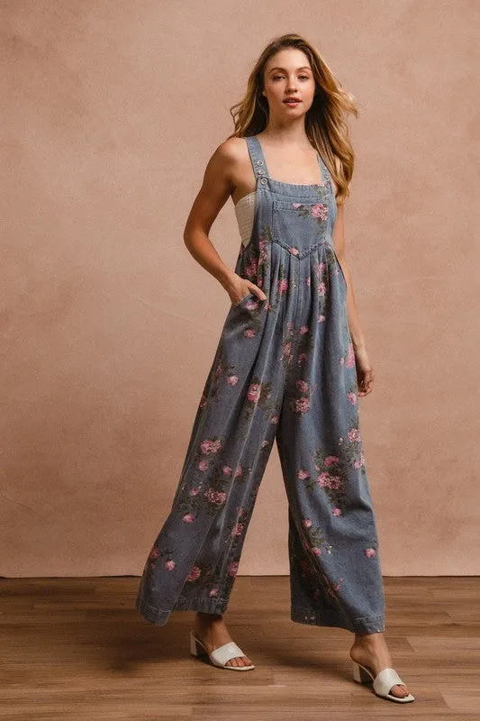 Snow Core Dry Touch Floral Wide Leg Overalls