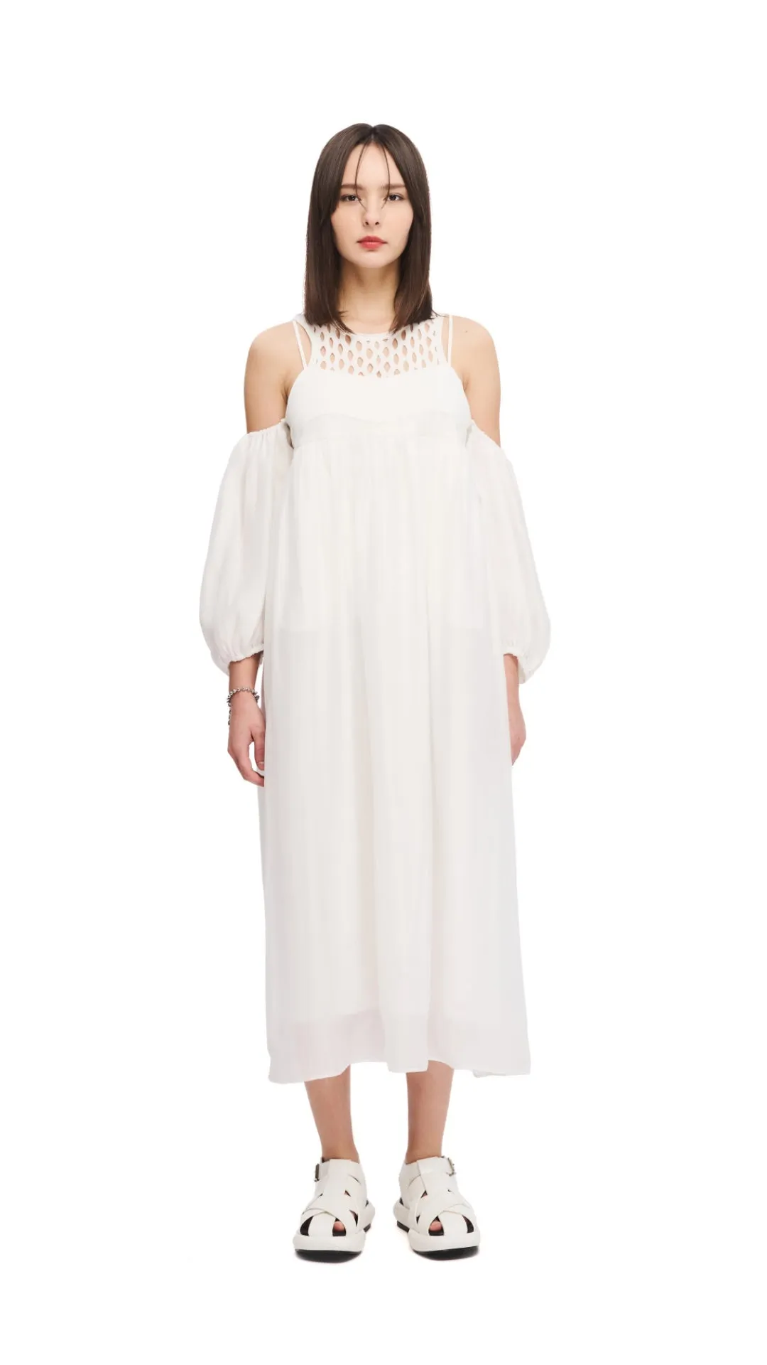 Car Cool Clear Glow Cold Shoulder Dress