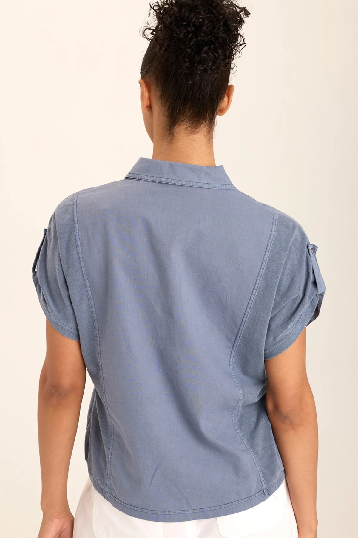 Abner Linen/Jersey Button-Up Top Stone Glow Teen Fresh