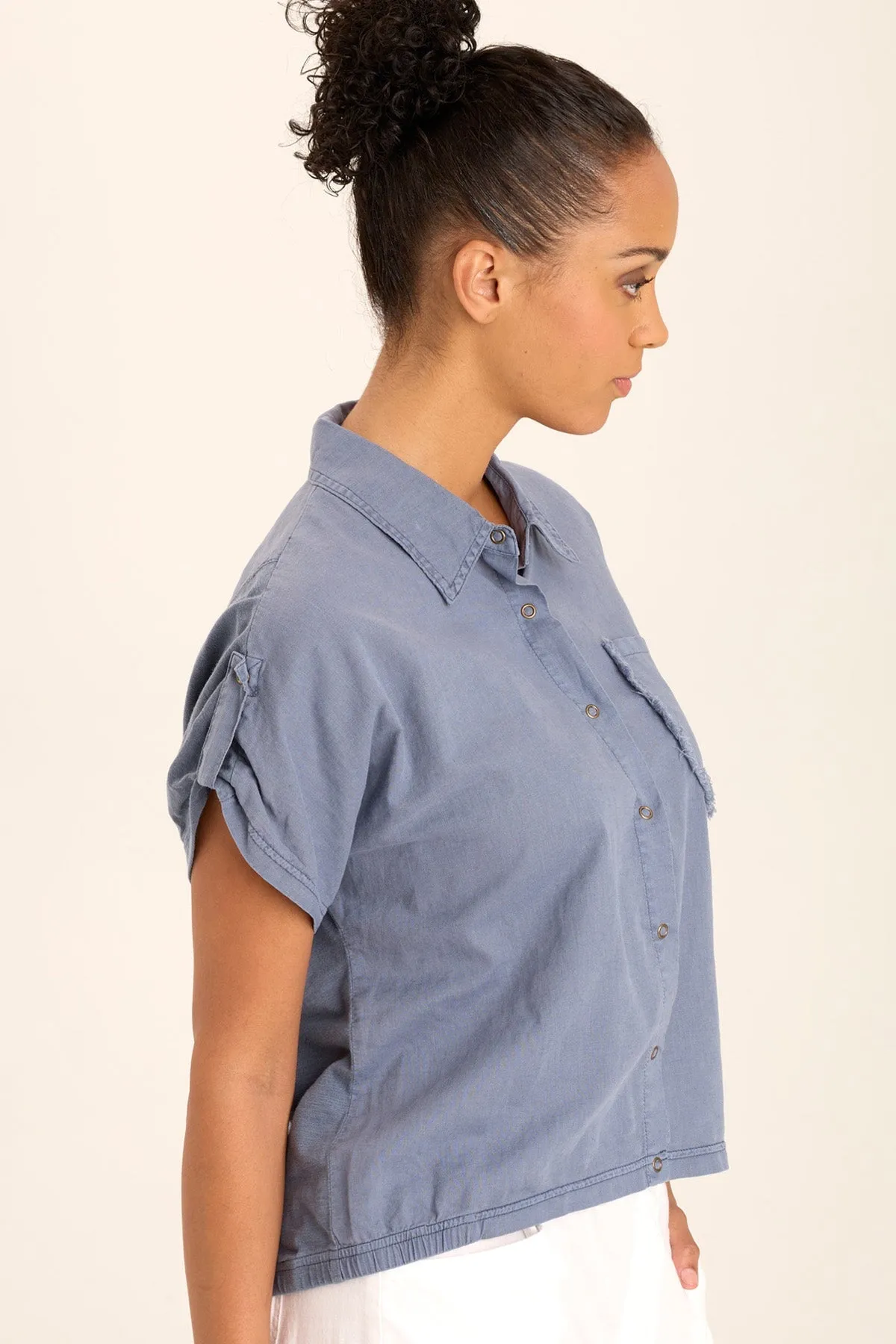 Joyful Mood Abner Linen/Jersey Button-Up Top