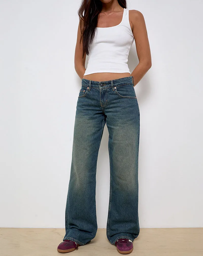 Dry Touch Wrinklefree Low Rise Parallel Jeans in Vintage Green Used