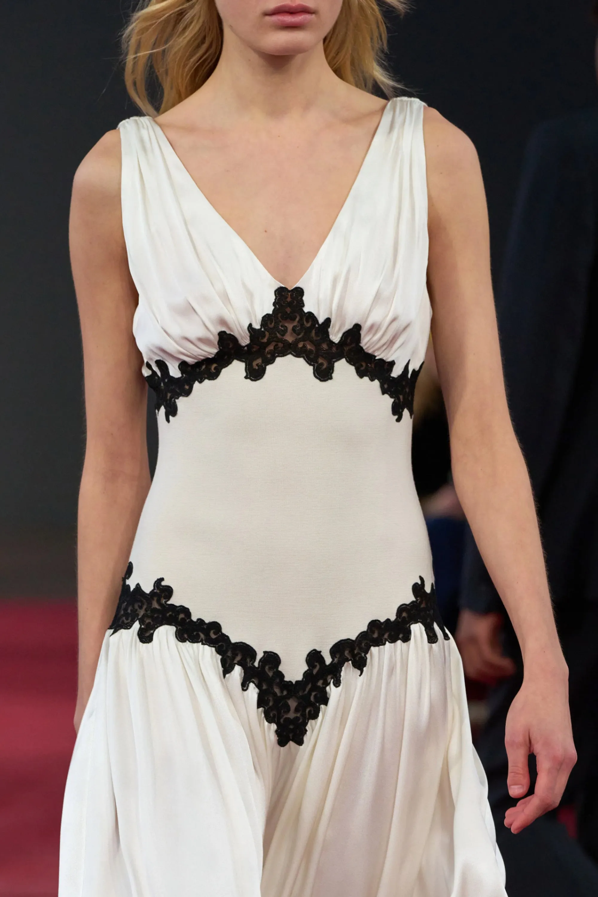 RecycledPolyester Highland Lace Maxi Dress in Ivory Silk Satin