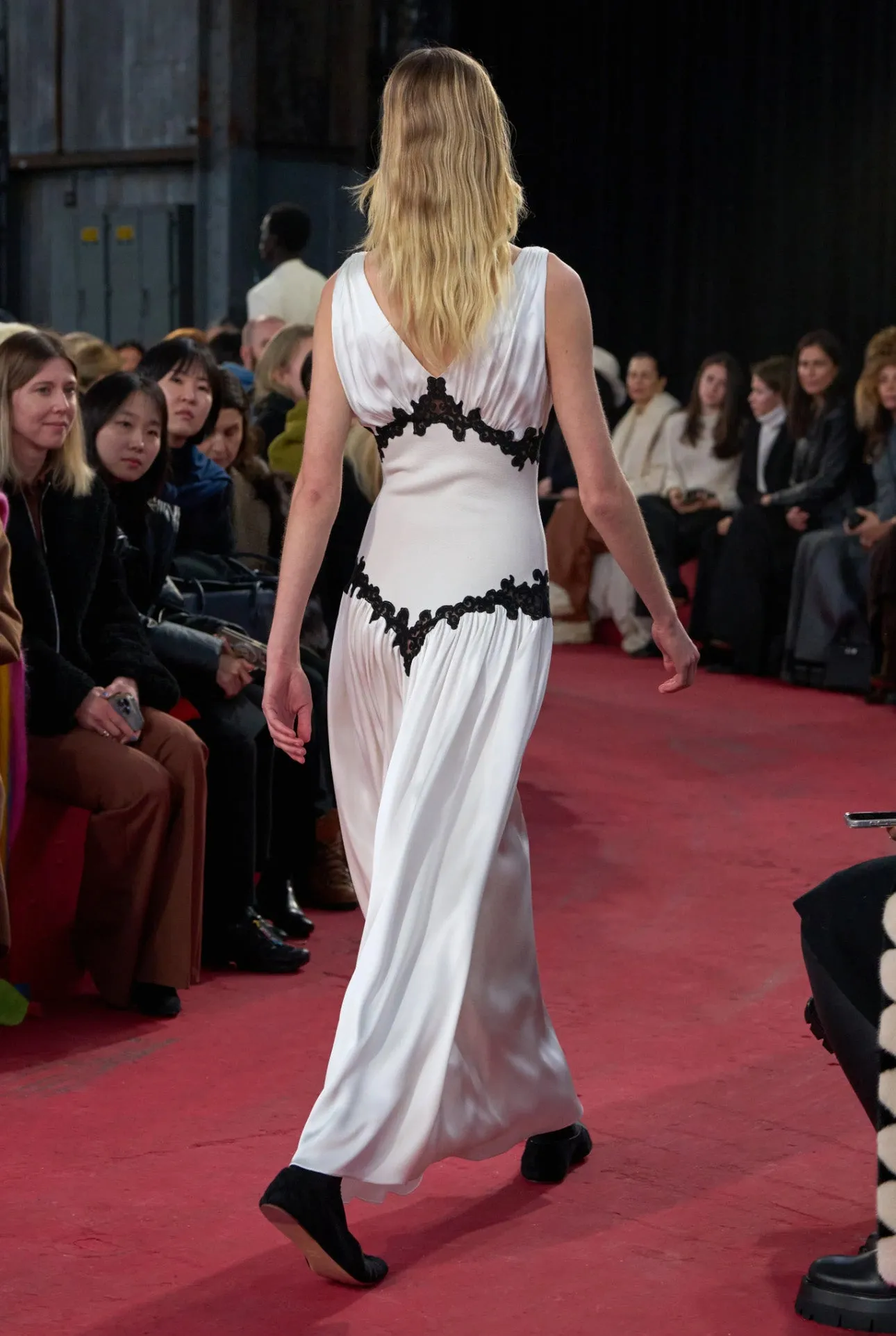Highland Lace Maxi Dress in Ivory Silk Satin Poise Fit
