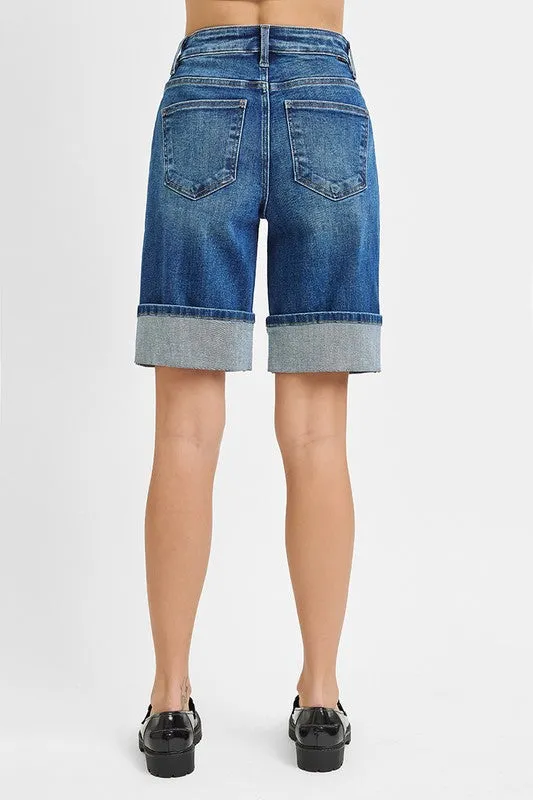 Risen High Rise Mid Length Cuffed Shorts Friend Vibe