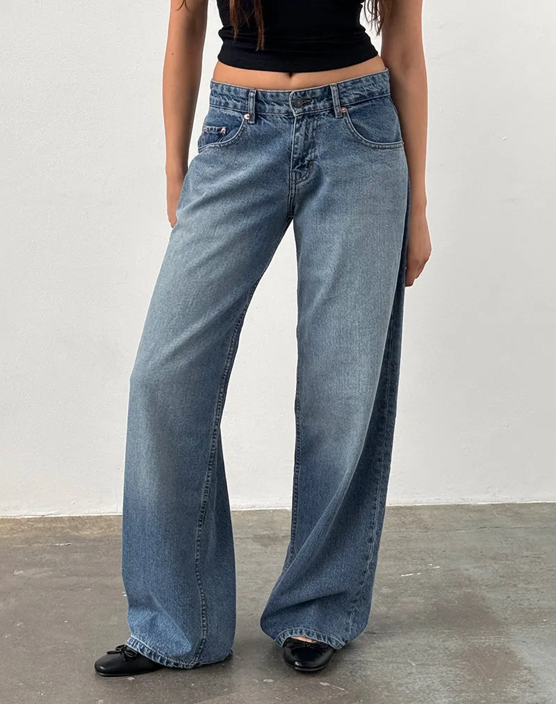 Summer Glow Roomy Extra Wide Low Rise Jeans in Powder Blue