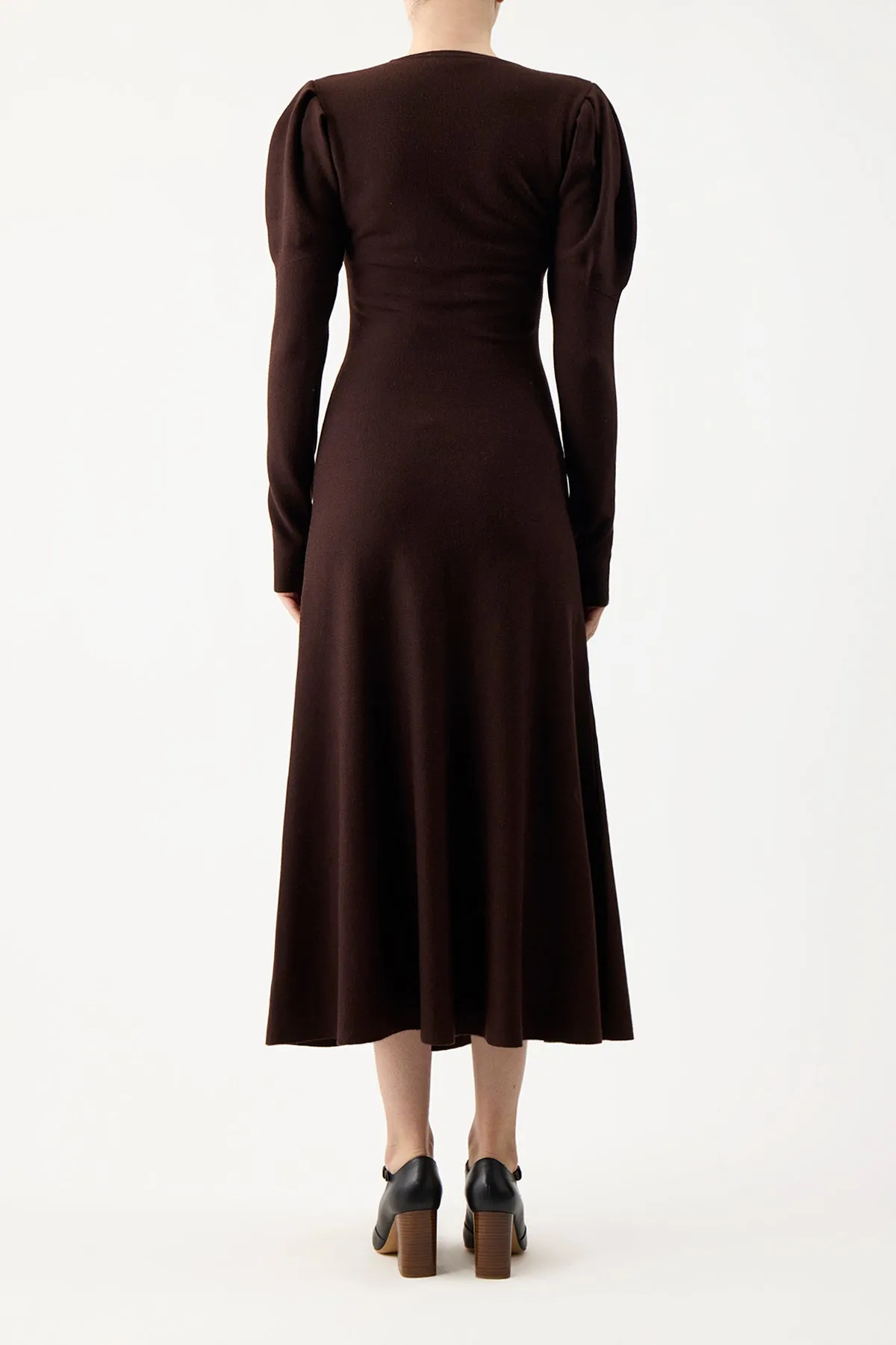 Hannah Knit Maxi Dress in Chocolate Merino Wool Cashmere NonSlipTrims