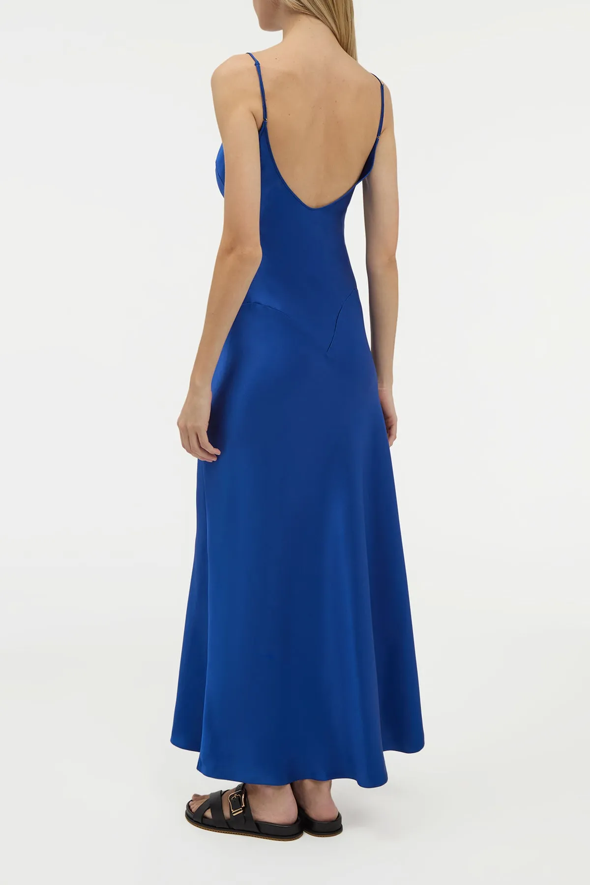 Nordic Light Jesaba Slip Maxi Dress in Cobalt Silk Satin