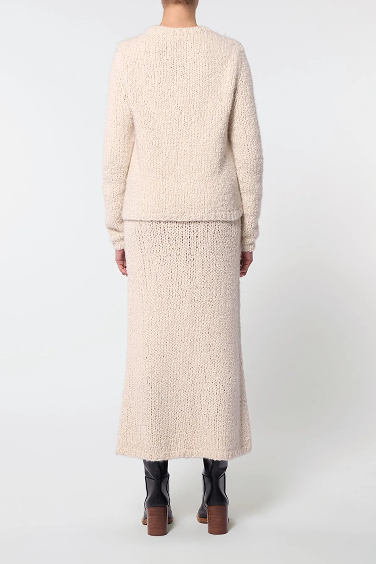 Milne Knit Maxi Skirt in Ivory Cashmere Boucle Art Core