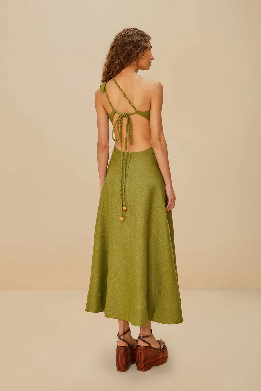 Green Palm Tree Euroflax? Premium Linen Maxi Dress Classic long dress