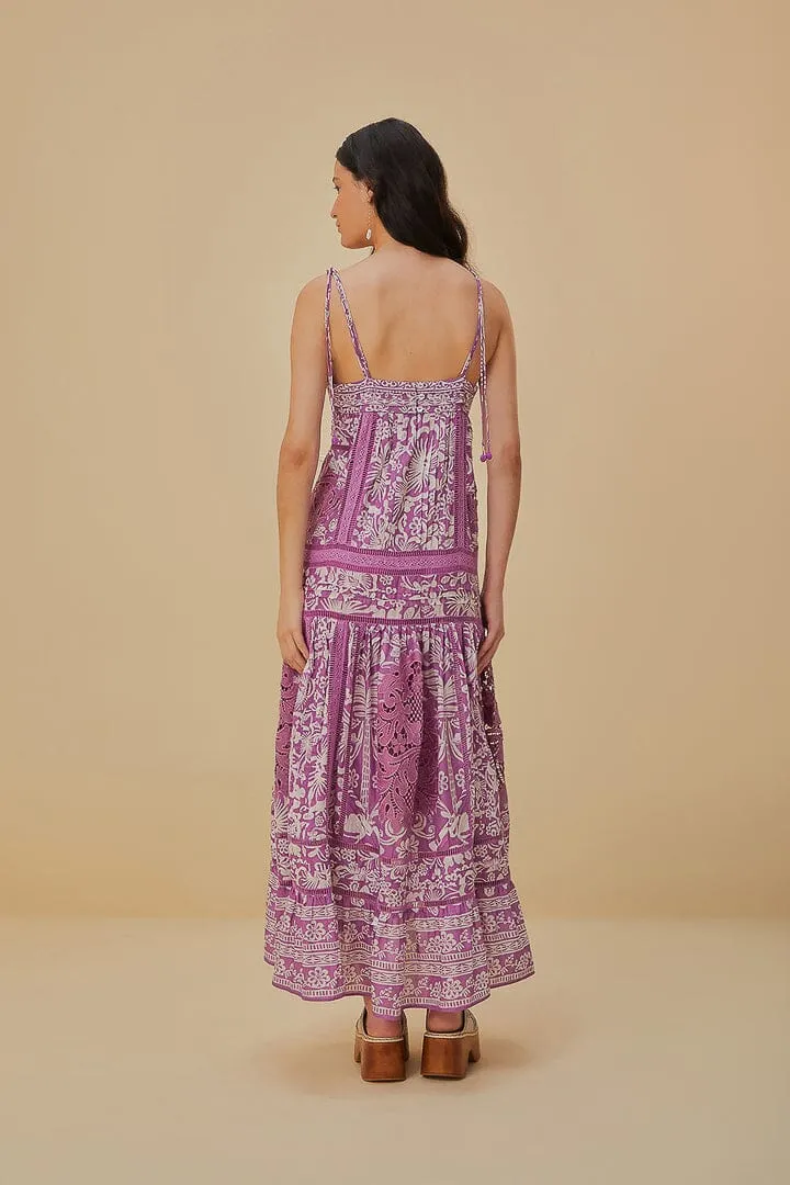 Lilac Sweet Garden Sleeveless Maxi Dress Soft drape summer gown